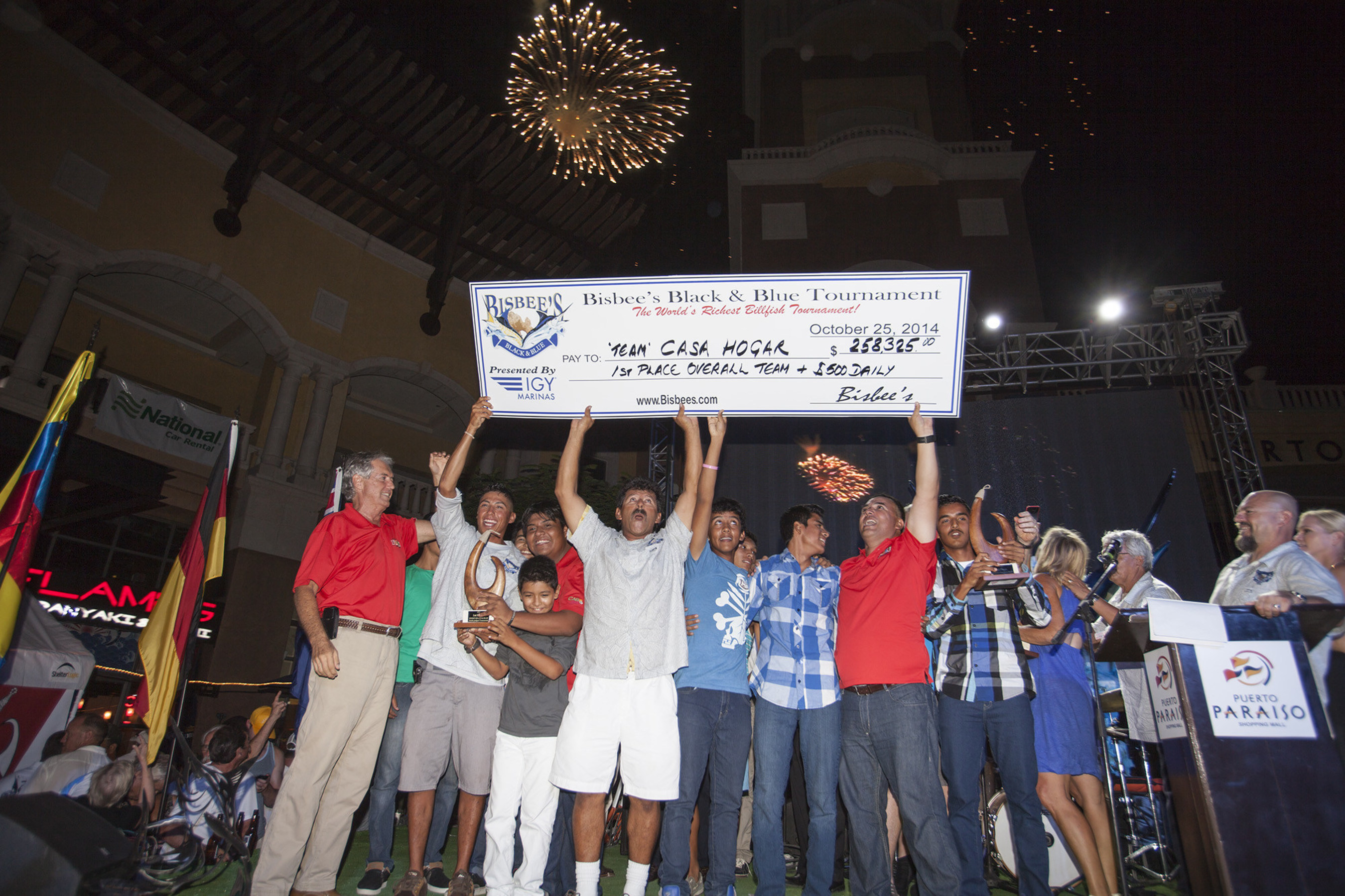 A group of orphans and their caregiver from Cabo San Lucas' Casa Hogar wins $250K in Bisbee's Black & Blue Fishing Tournament. Despite doubts about the tournament in the wake of the devastation of Hurricane Odile, 129 boats entered this year and more than $2 million in total prize money was given out.
