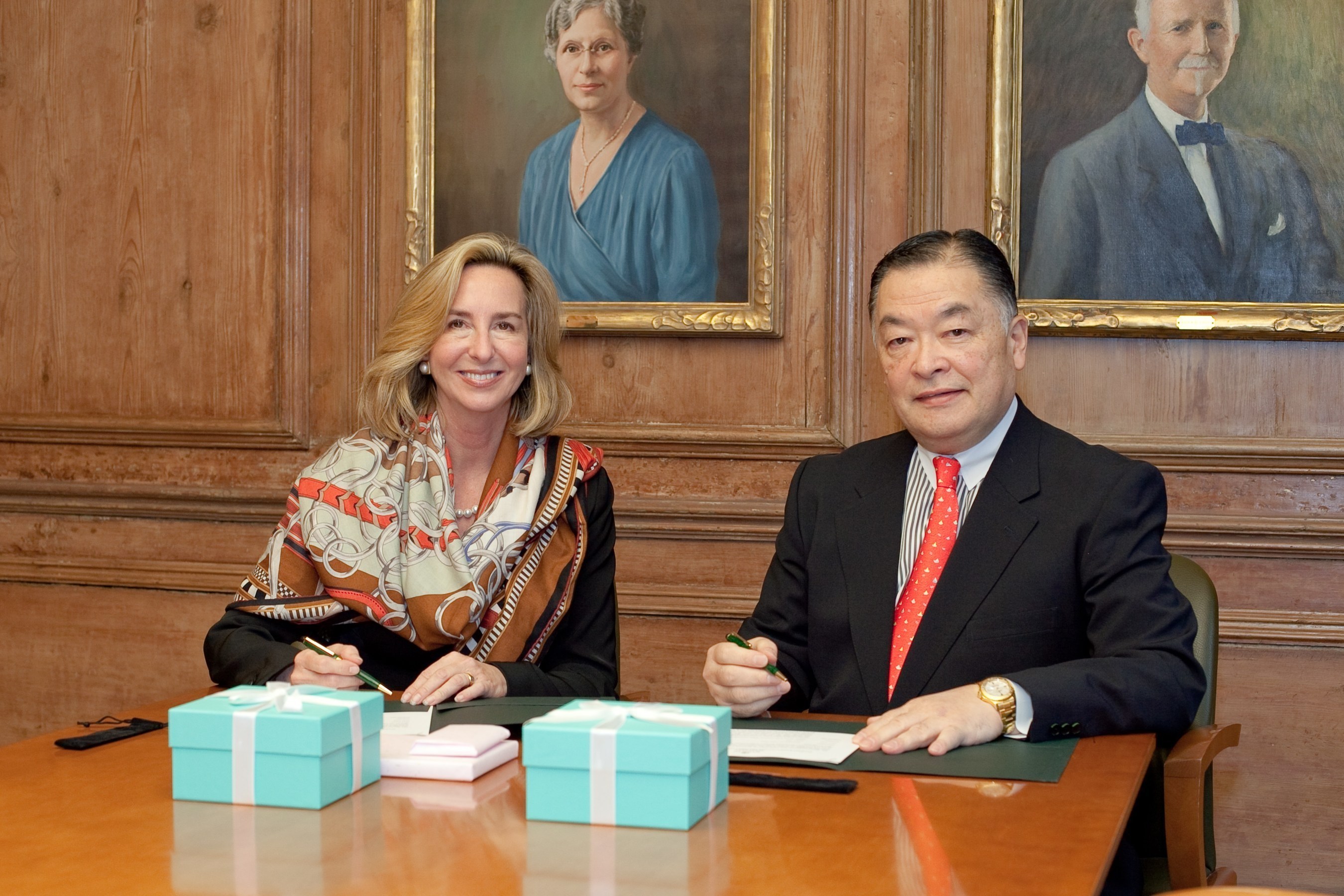Babson College President Kerry Healey and Tokyo University of Science Chairman Shigeru "Sam" Nakane at Symposium for Entrepreneurship Educators (SEE) signing ceremonies held at Babson College