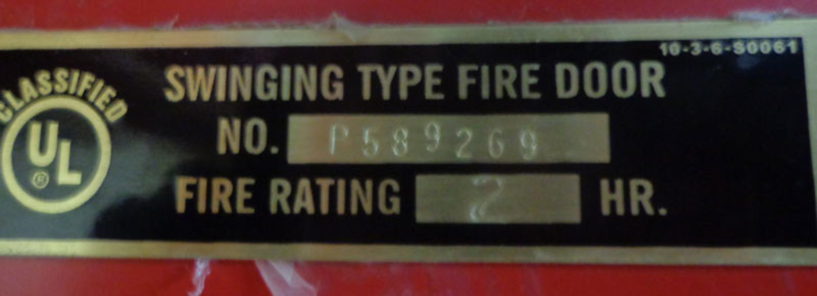 This is the UL Label which appears on the fire rated doors