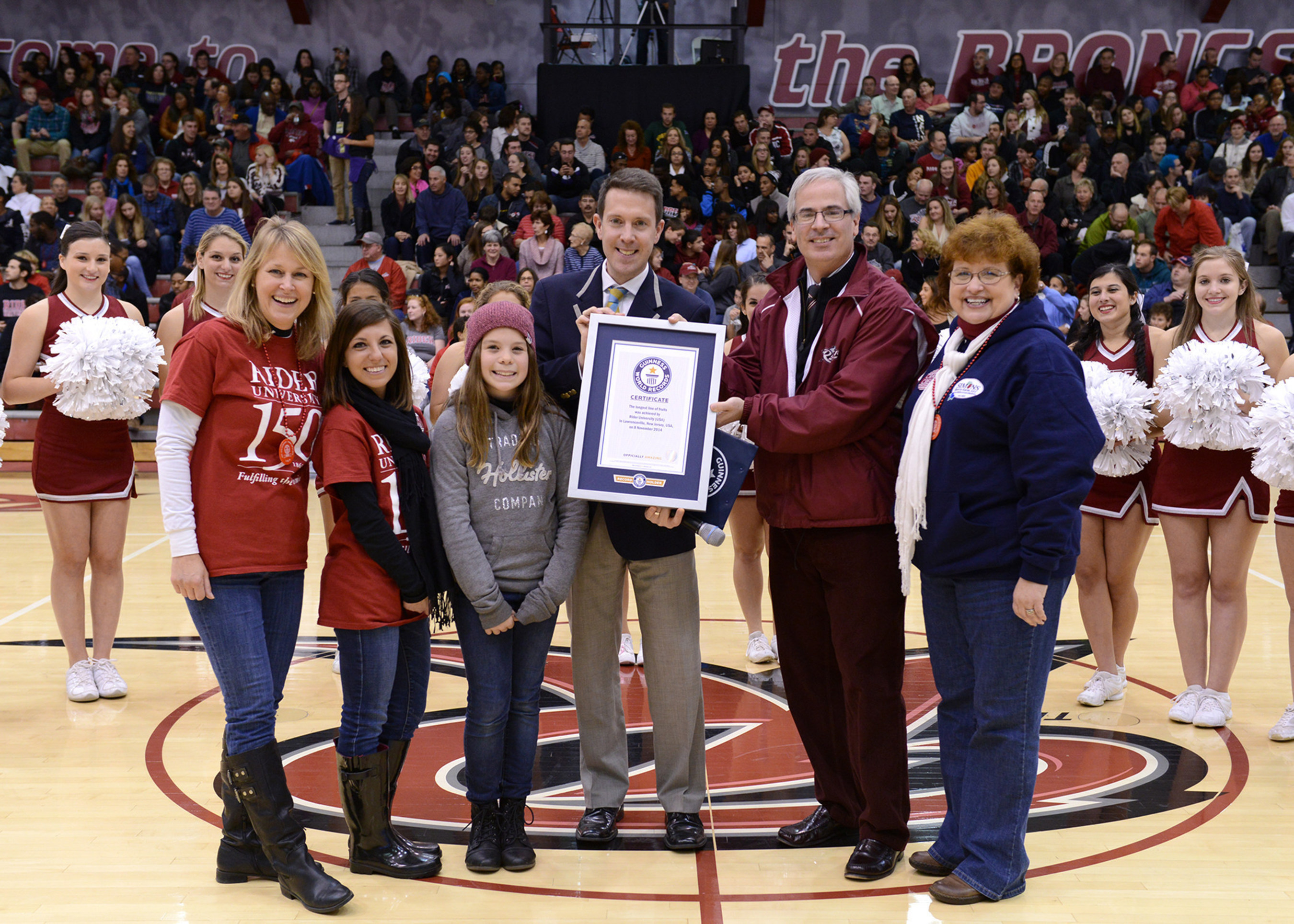 Rider University broke the Guinness World Record for the Longest Line of Fruits by creating a giant string of 10,036 cranberries.