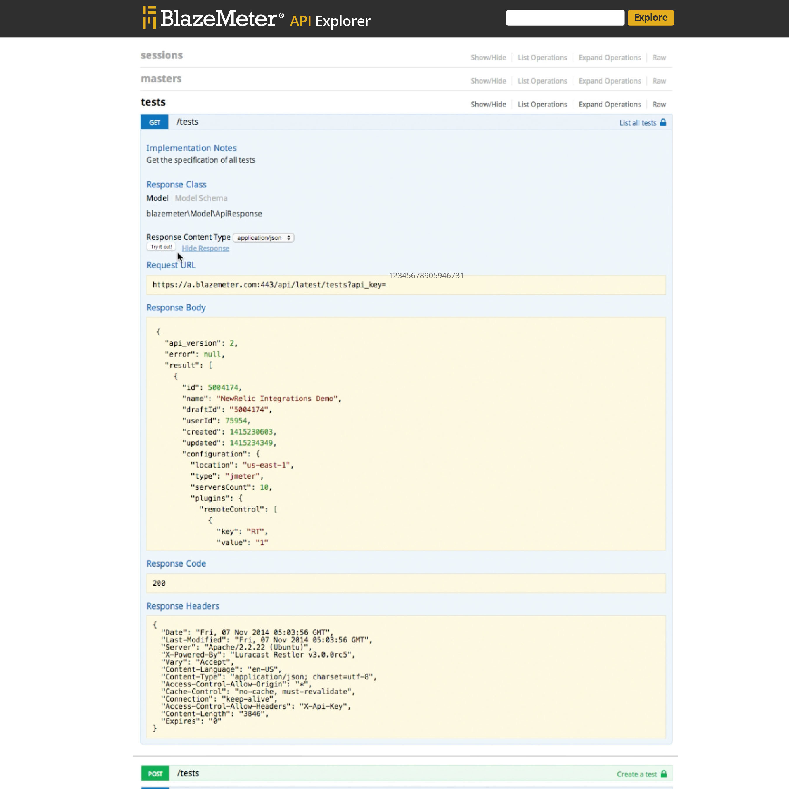 BlazeMeter Version 3.0 Comprehensive REST API