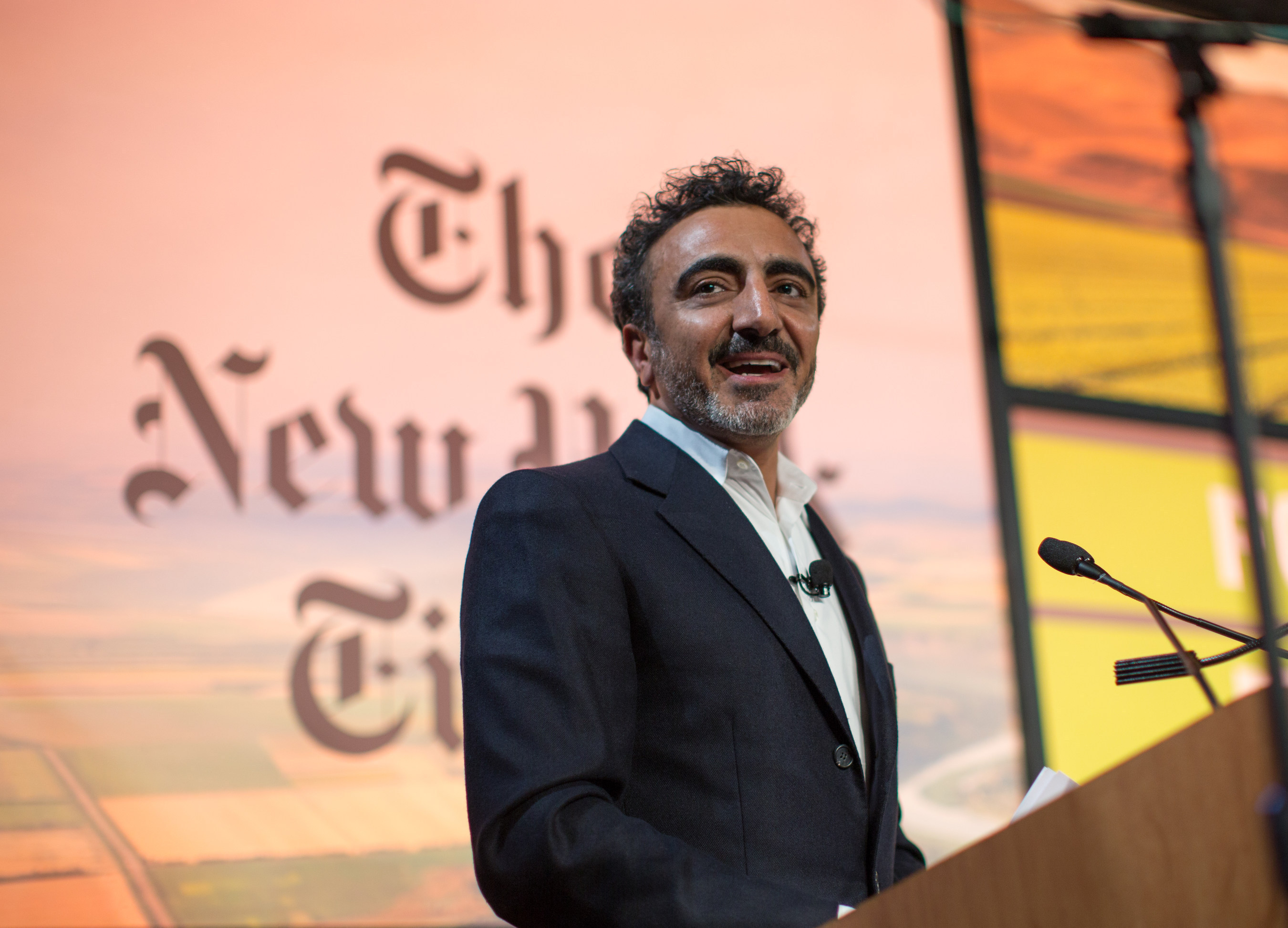 Hamdi Ulukaya, founder and CEO, Chobani, announces the Chobani Food Incubator at the New York Times Food for Tomorrow Conference at Stone Barns in Westchester County, NY.
