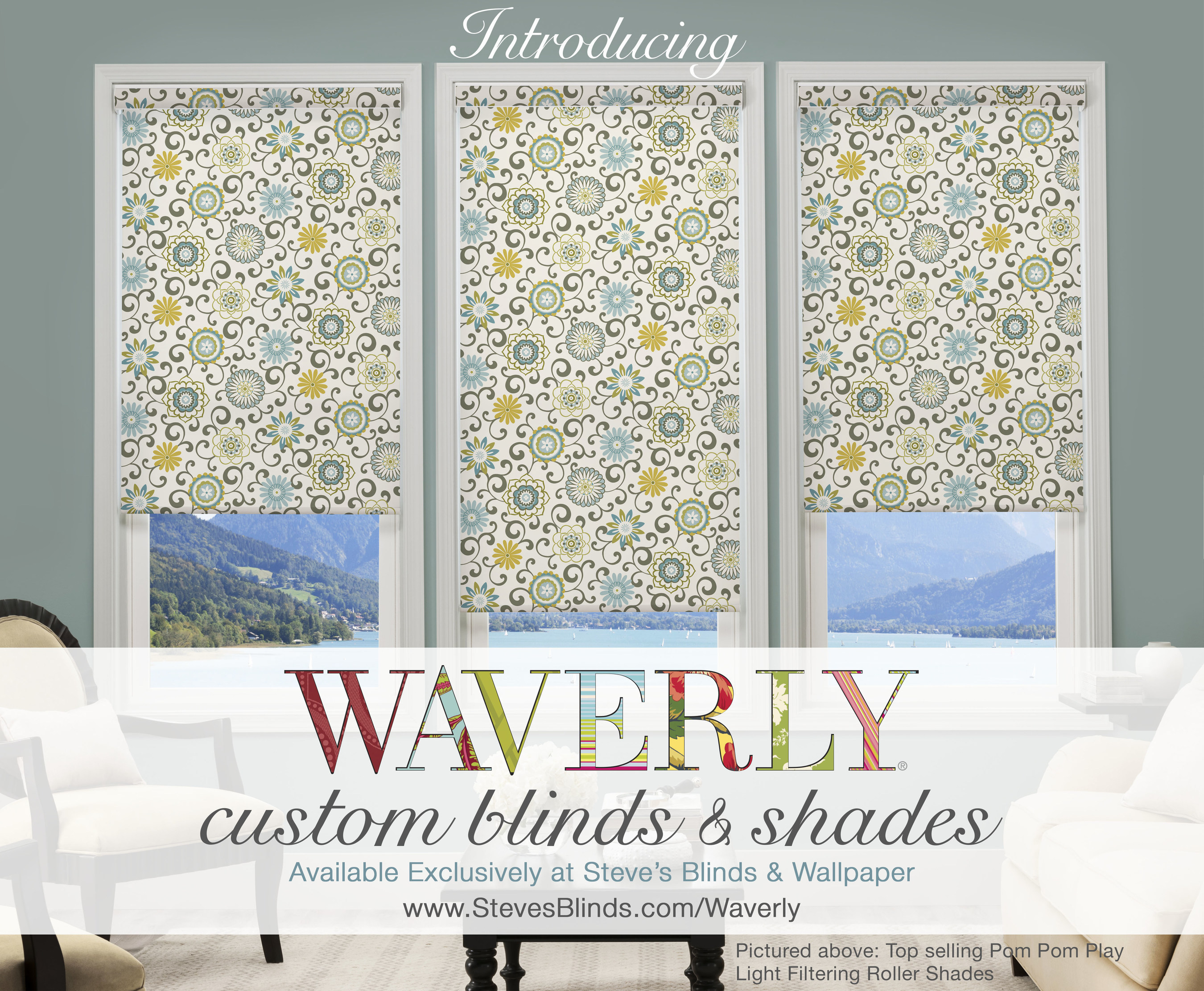 Steve's Blinds & Wallpaper, an industry leading blinds and wallpaper company, announces an exclusive partnership with iconic home fashion and lifestyle brand, Waverly, to launch a new product category - Waverly Custom Blinds & Shades.