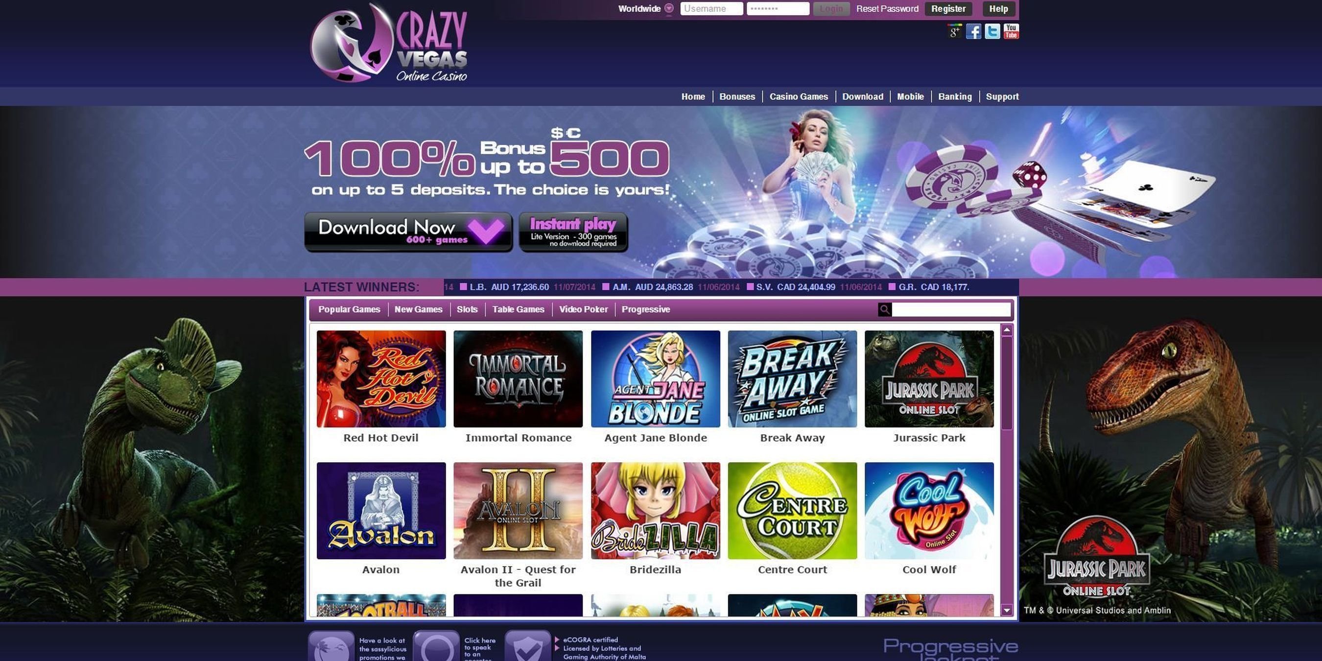 Crazy Vegas Casino launches a simpler way to play in your browser and a winning new offer (PRNewsFoto/Crazy Vegas Casino)