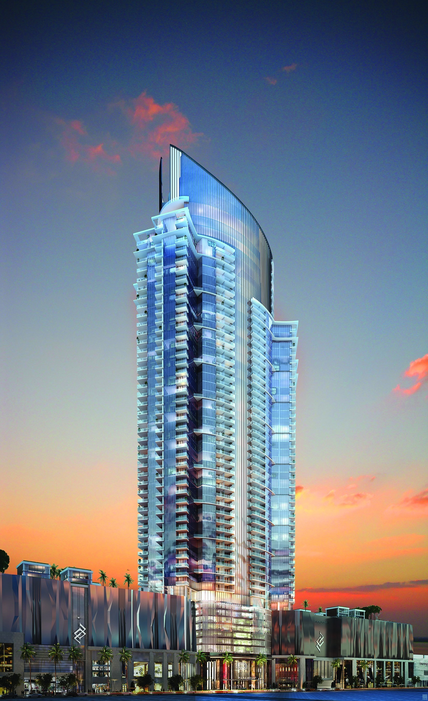 Rendering of Miami Worldcenter's signature luxury residential tower, PARAMOUNT Miami Worldcenter
