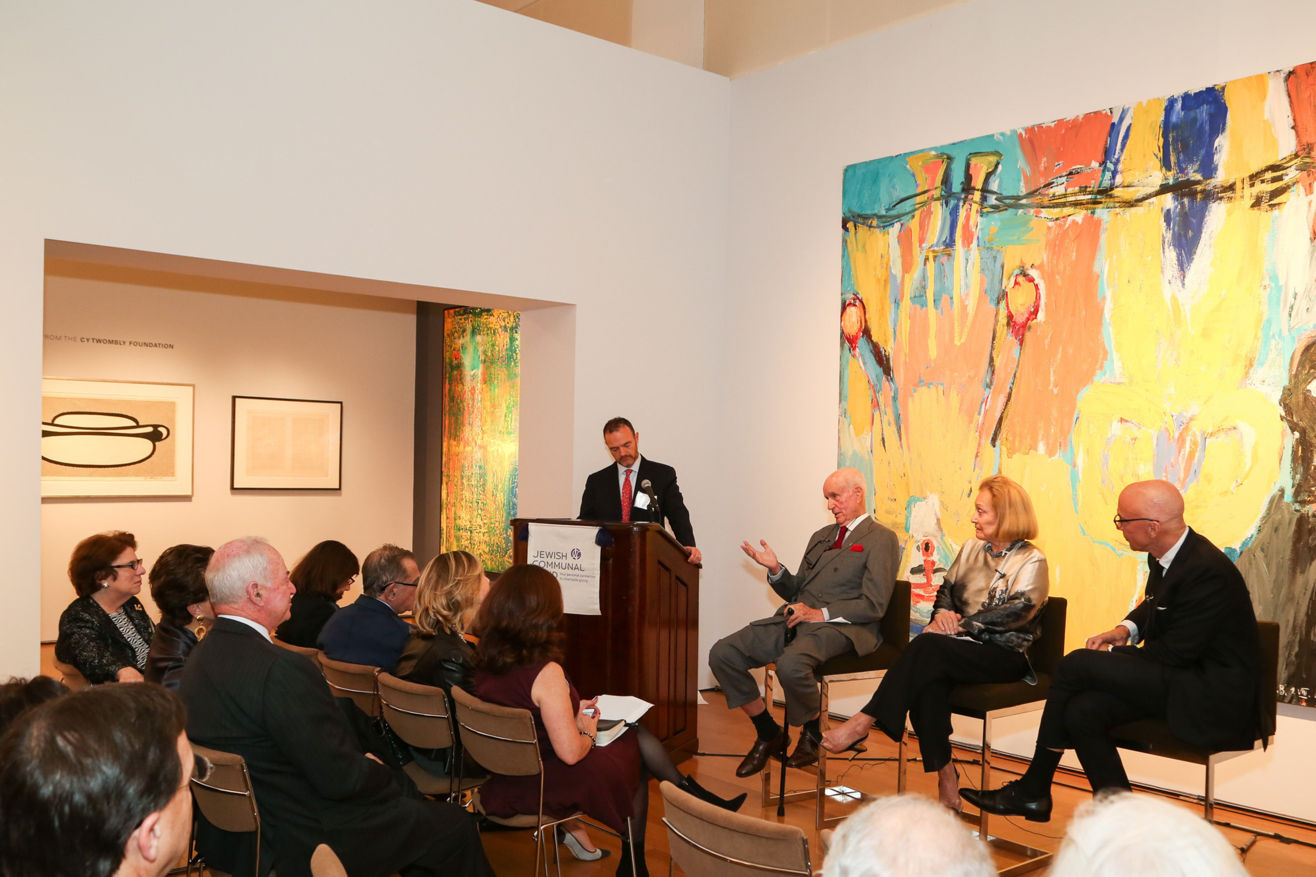 Donald, Barbara and John Jonas speak about "Philanthropy & Art" at a Jewish Communal Fund preview of the Post-War & Contemporary Art Sale at Christie's on Tuesday. The panel discussion was moderated by Walter Sweet of Rockefeller Philanthropy Advisors. Photo Credit: Chloe Seldman/Michael Priest Photography
