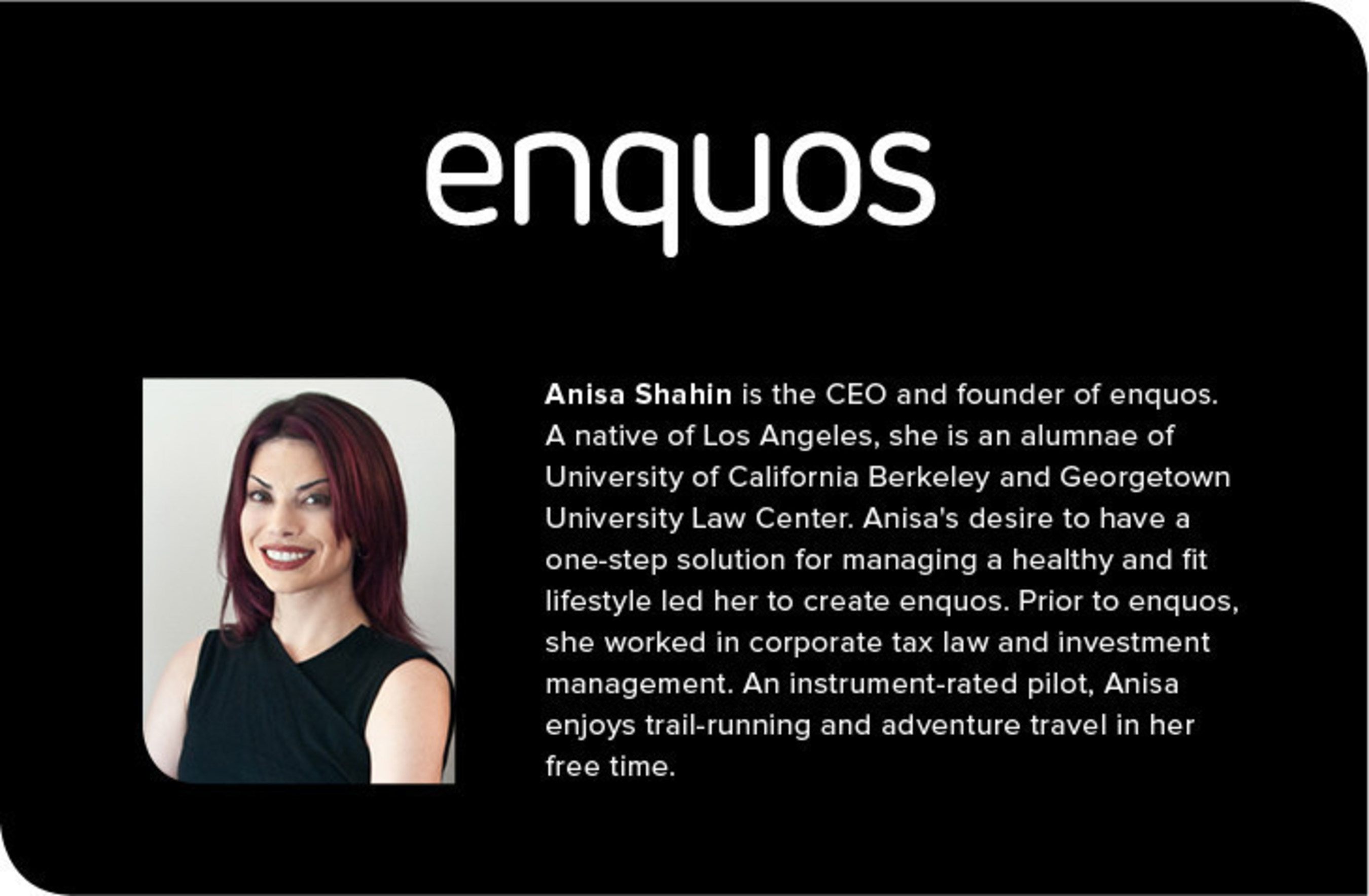 Anisa Shahin, CEO and founder of enquos