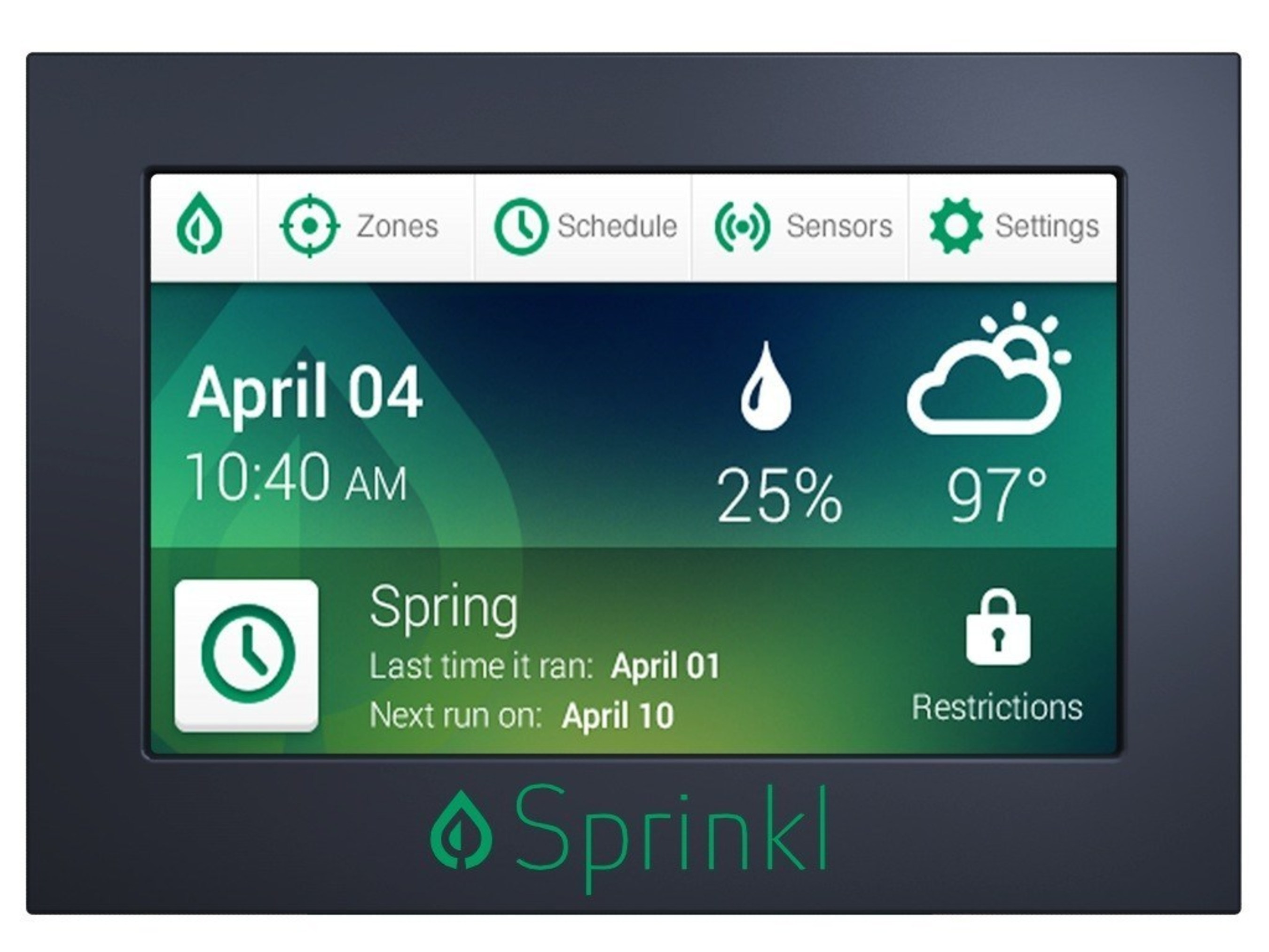 Using a patent pending wireless mesh network of ground sensors, Sprinkl's next generation irrigation controller knows how much water is needed for lawns.