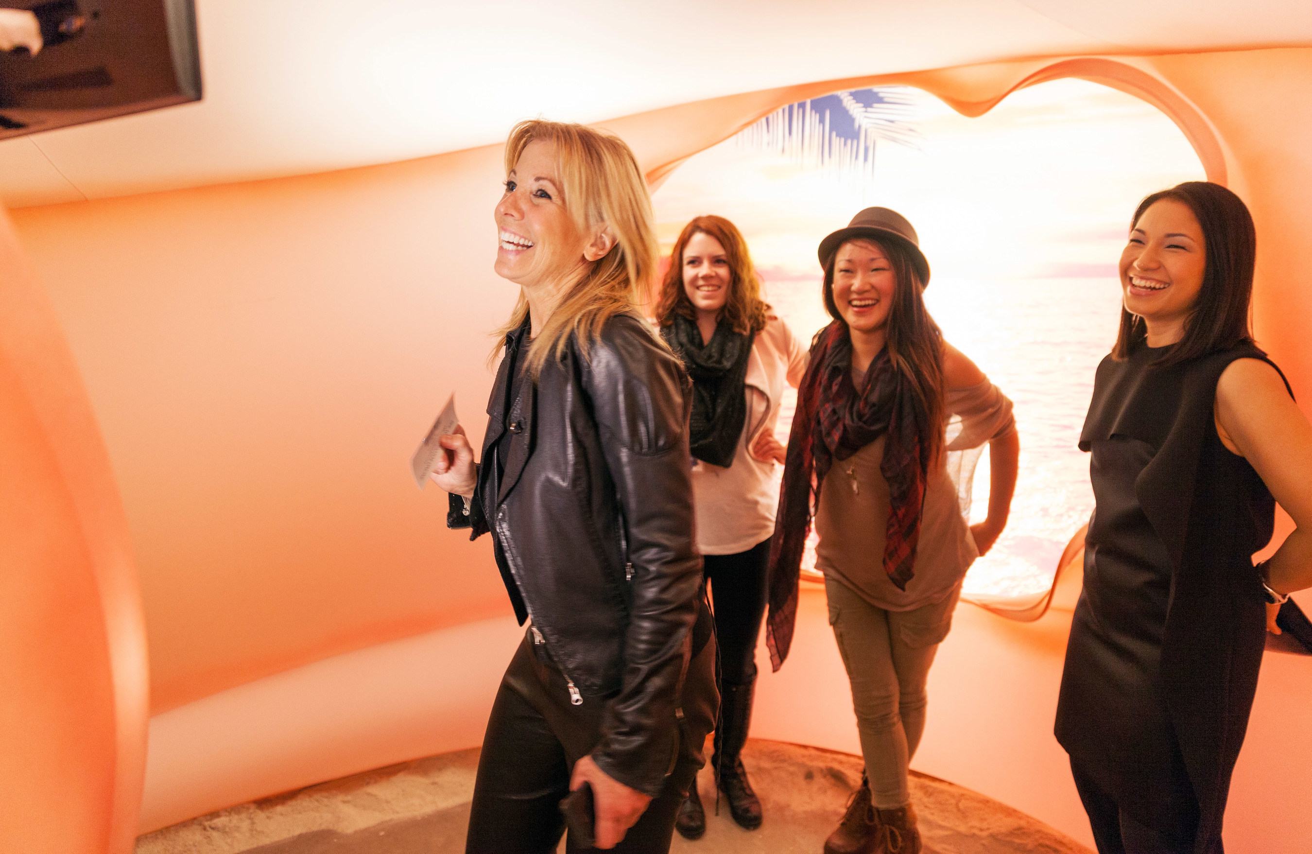 Celebrity fashion designer Pamela Dennis, left, Erin Cassidy, second from left, Cassandra Dotzel, center and New York-based designer and architect Stephanie Goto capture a relaxed moment at the Glade(R) Boutique Grand Opening Monday, Nov. 17, 2014 in New York. The Glade(R) Boutique is open from Tuesday Nov. 18 to Tuesday Dec. 23, 2014. Photo by Glade(R)