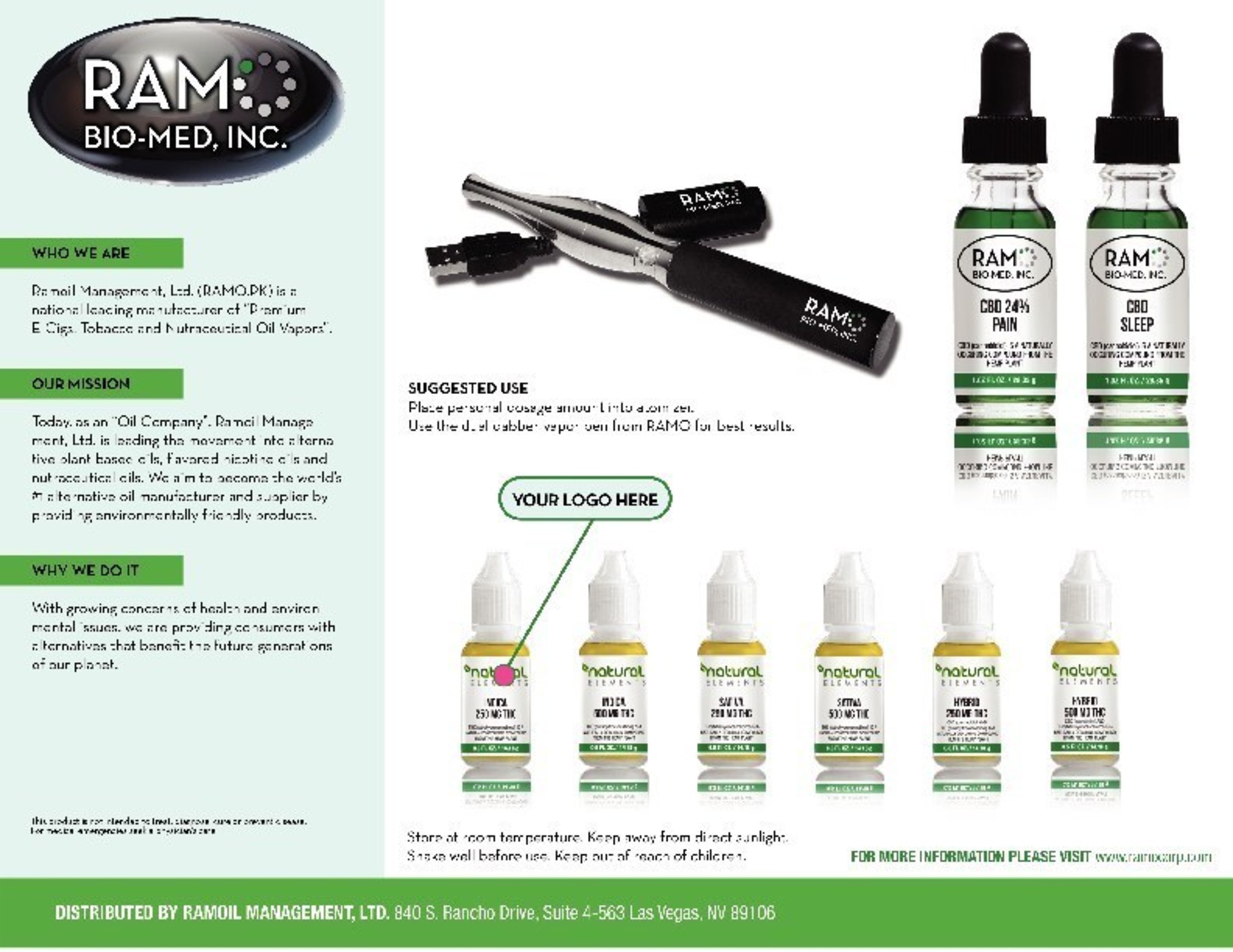 Ramoil Management, Ltd. (RAMO) launch their proprietary product lines, RAMO CBD PAIN and  RAMO CBD SLEEP