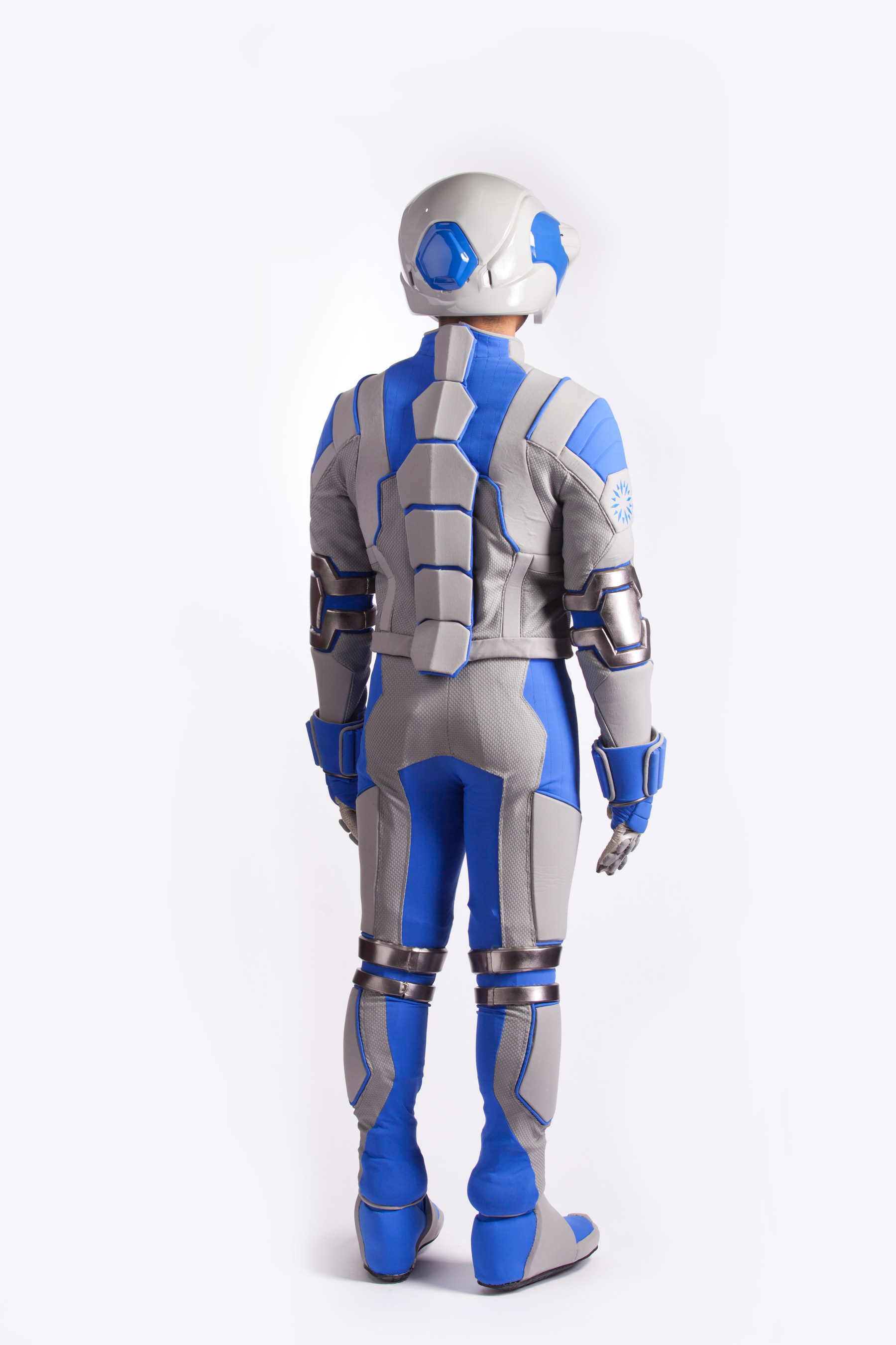 Back view of the Genworth R70, a first of its kind, state-of-the-art age simulation suit that will help raise awareness about the need for long term care planning and educate the public on the physical effects associated with aging. The Genworth R70 provides consumers with a powerful experience, allowing them to understand and empathize with what it feels like to grow old.  Genworth unveiled the suit on Thursday, Nov. 20, 2014, at the Social Innovation Summit in Silicon Valley, California.