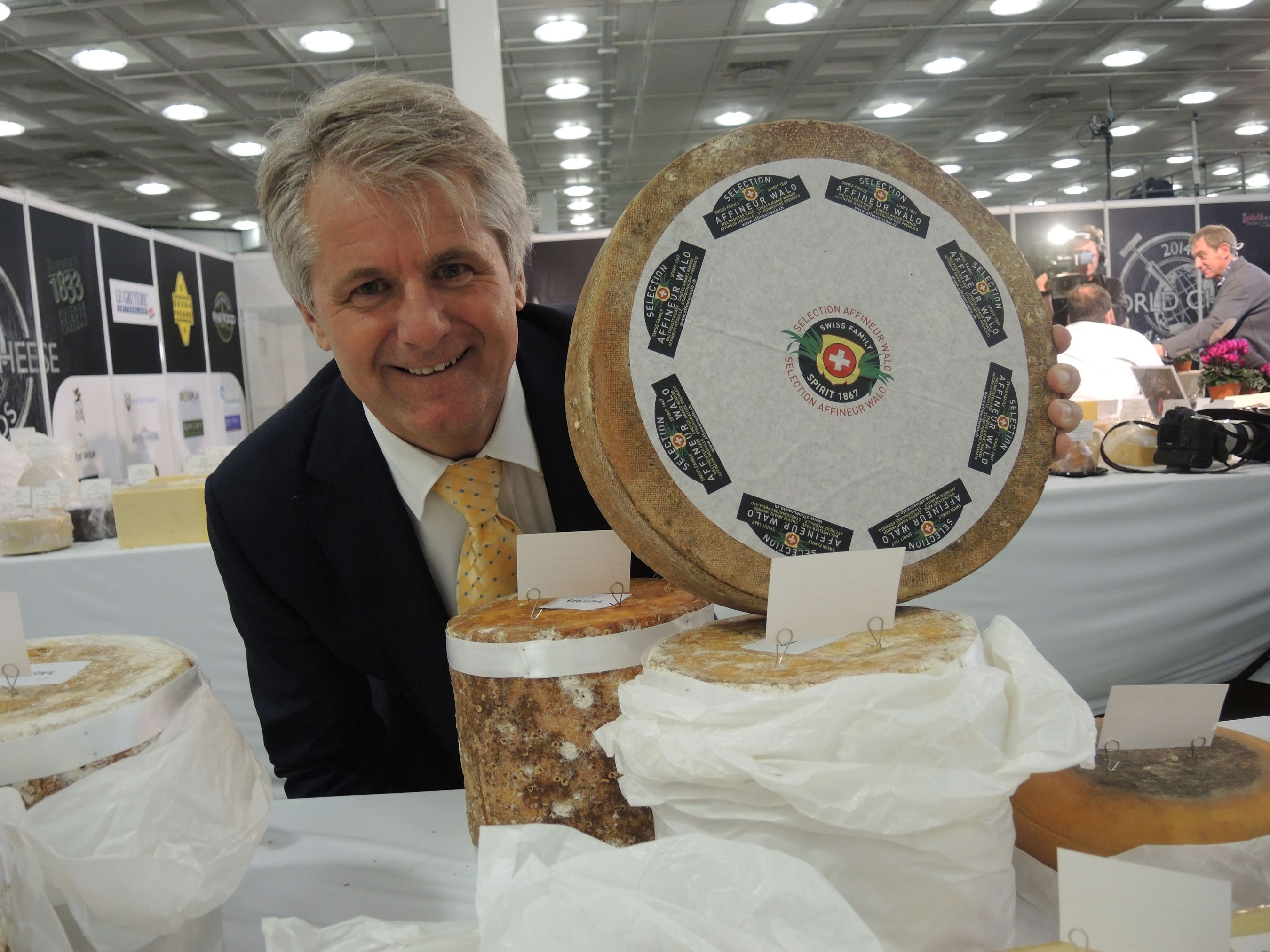 Affineur Walo von Muhlenen and his award winning cheese at the World Cheese Awards 2014 London, GB. (PRNewsFoto/Affineur Walo von Muhlenen)