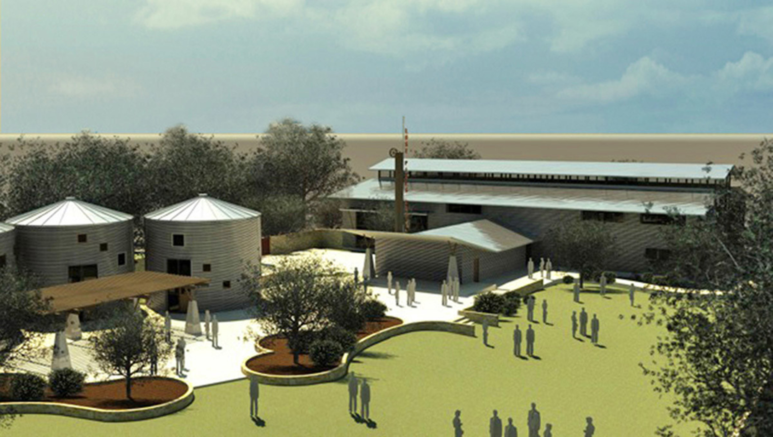 The Lost Pines Art Center and Commemorative Sculpture Garden includes a new 12,000-square-foot art center with state-of-the-art exhibit space, classrooms, a coffee and wine bistro and retail space for art-related businesses. Four 100-year-old silos, part of the historic Powell Cotton Seed Mill, will be used as studios - one each for pottery and glass, one for metal, wood and stone carving, and the fourth silo will be an artist in residence apartment.