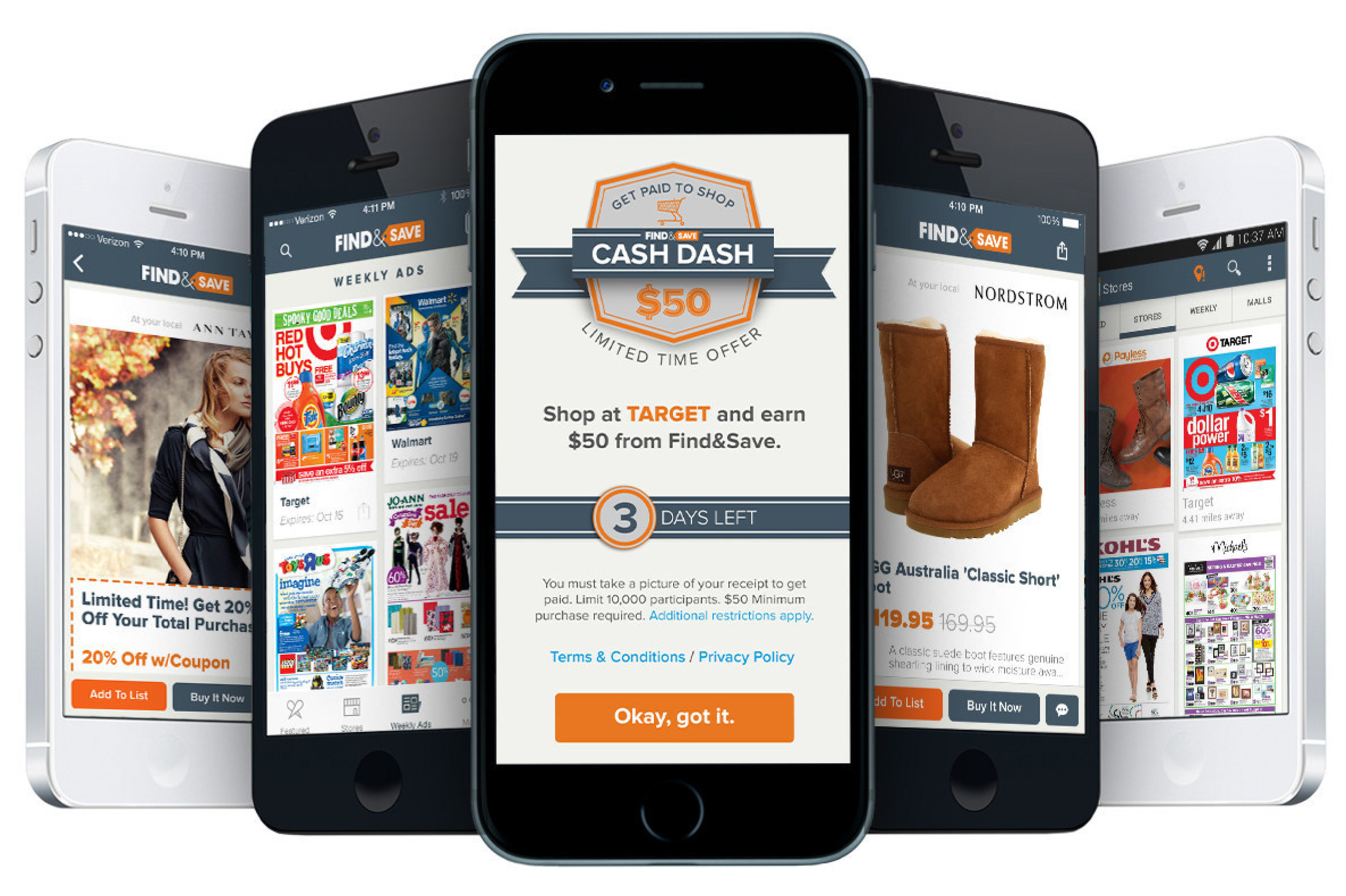 Shoppers will have multiple opportunities to receive up to $50 cash back after just one in-store purchase with the new Cash Dash feature in the Find&Save mobile phone app. About Find&Save for iPhone and Android: findnsave.com/apps