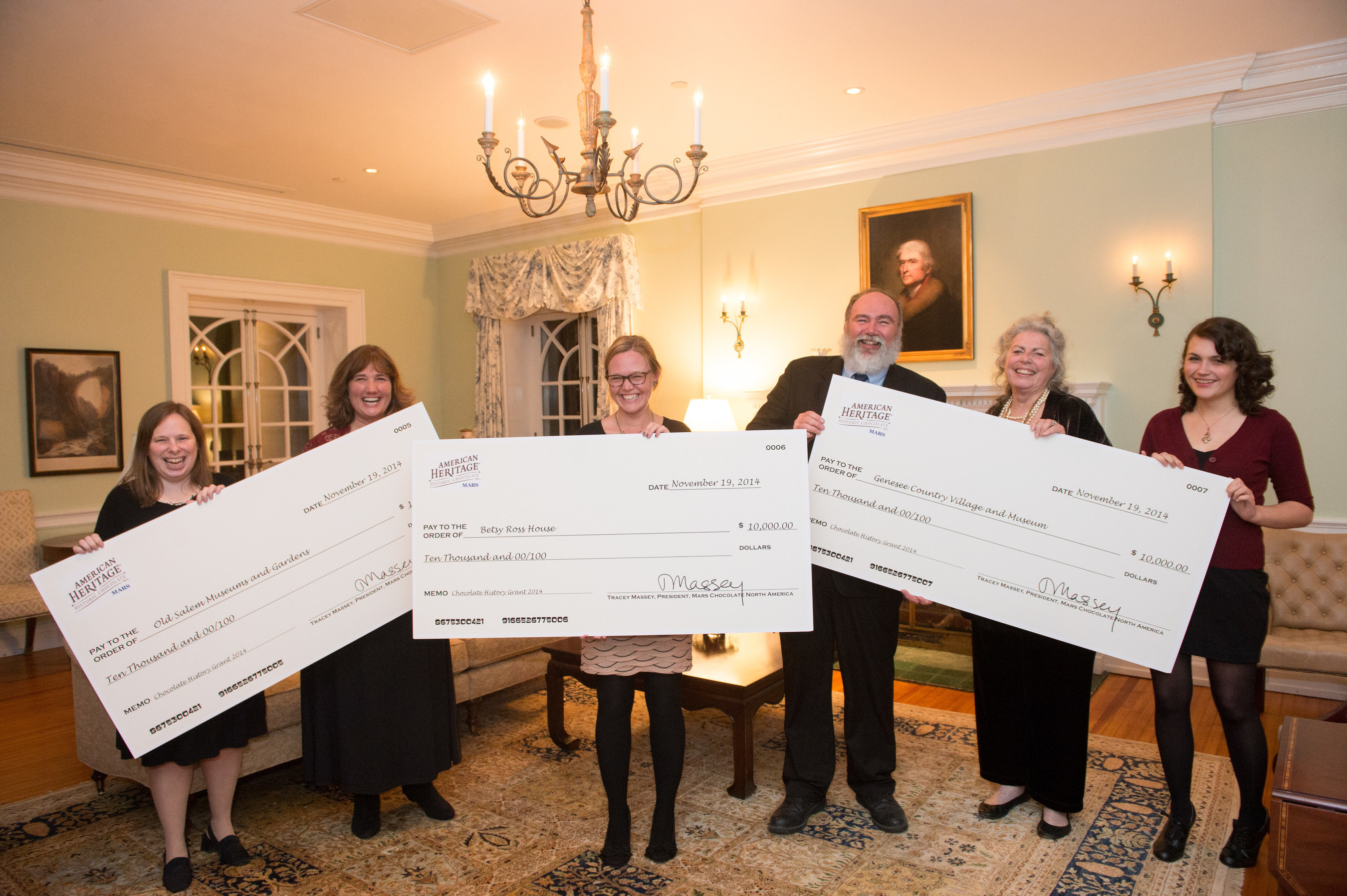 Mars, Incorporated 2014 Chocolate History Research and Investigative Studies Grant Winners: Joanna Roberts and Darlee Snyder of Old Salem Museum & Gardens; Lisa Acker Moulder of The Betsy Ross House; Brian Nagel, Pat Mead and Sarah Ledtke of Genesse Country Village & Museum