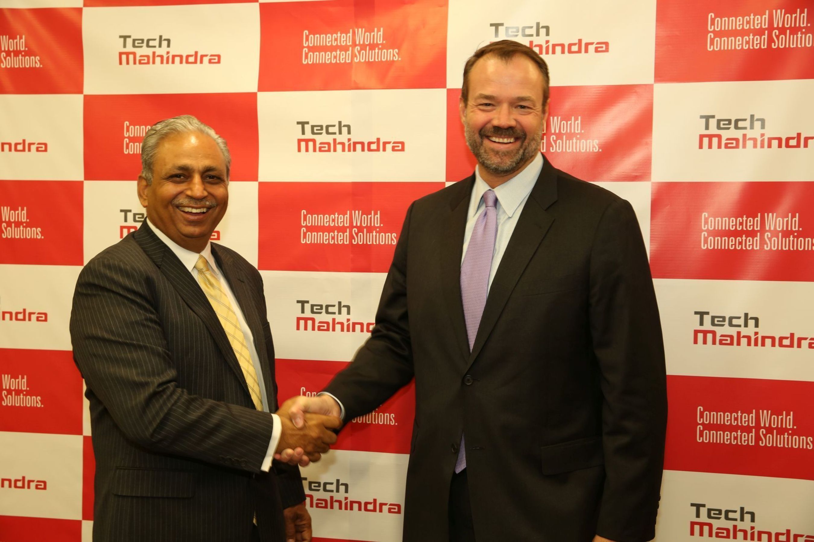 CP Gurnani, MD & CEO, Tech Mahindra and Kenneth Young, CEO, LCC at the signing ceremony. (PRNewsFoto/Tech Mahindra Ltd)
