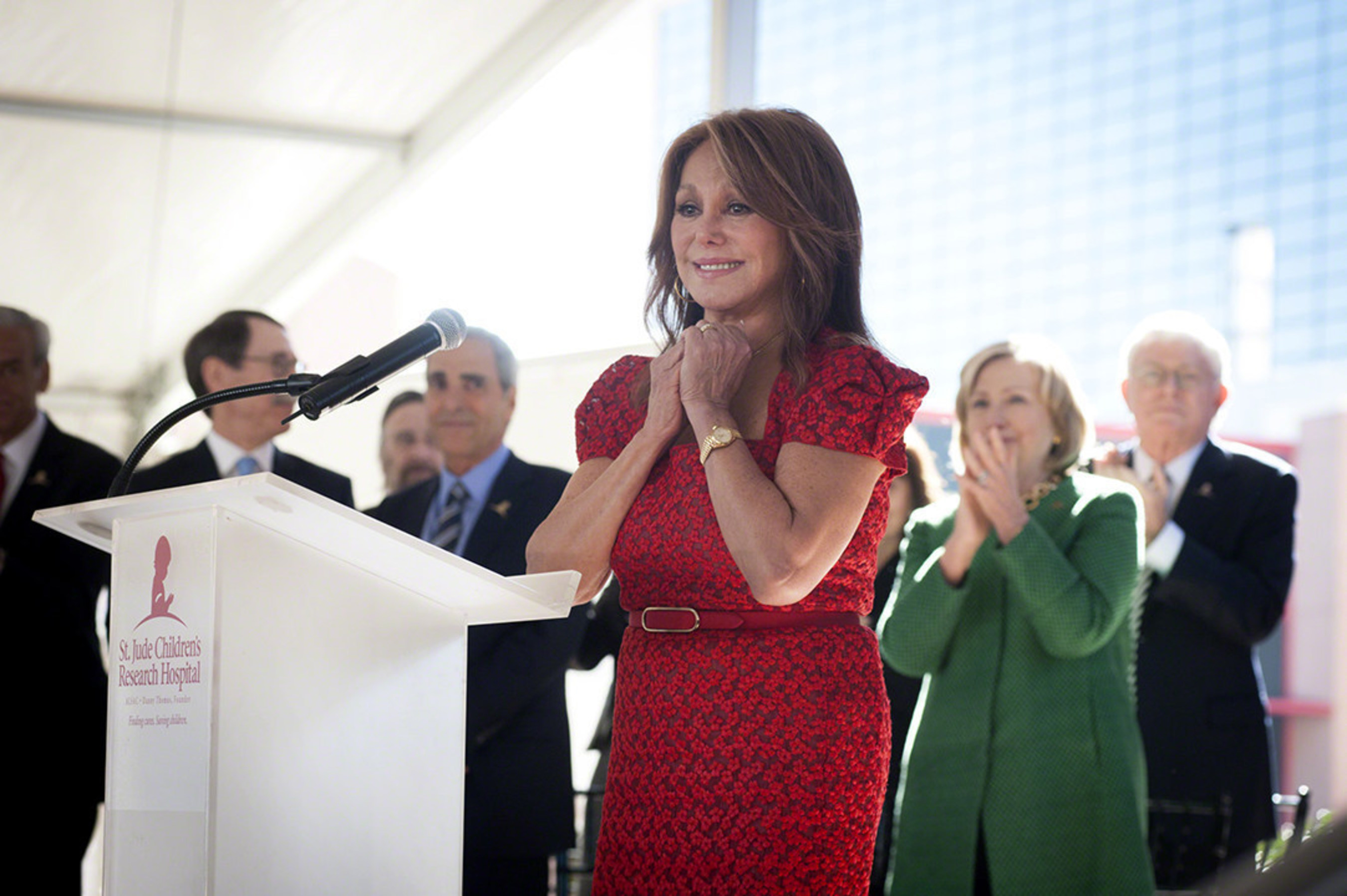 Marlo Thomas, National Outreach Director for St. Jude Children's Research Hospital, celebrated the dedication ceremony of the new Marlo Thomas Center for Global Education and Collaboration on the St. Jude campus. Ms. Thomas was joined by family, friends, patients and former United States Secretary of State Hillary Rodham Clinton. The new facility will become the hub for the St. Jude International Outreach Program, which aims to improve childhood cancer survival rates worldwide through 25 official partner...