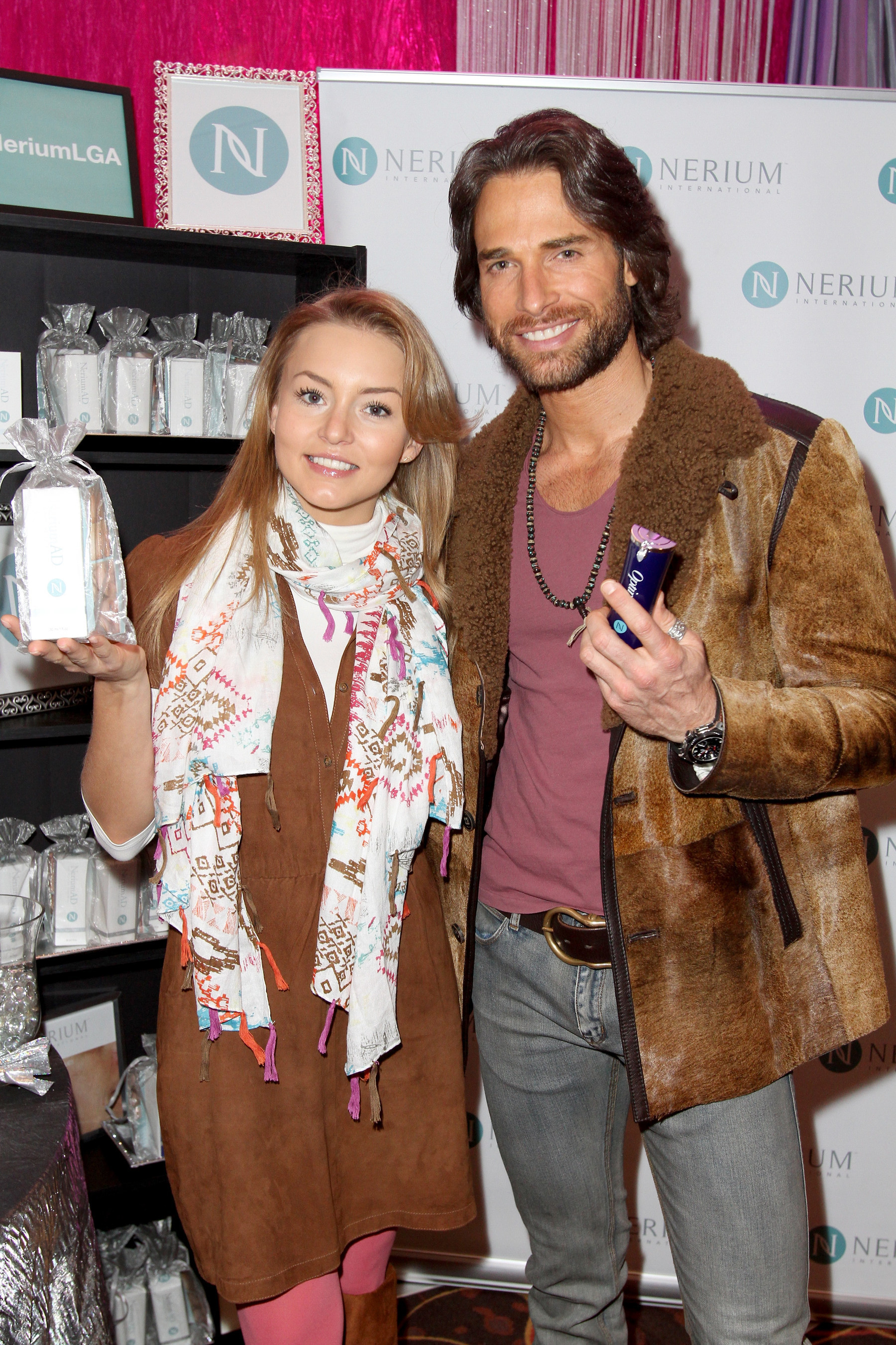 Actors Angelique Boyer and Sebastian Rulli enjoying Nerium's products at the 15th Annual Latin GRAMMY Awards(R) Official Talent Gift Lounge.