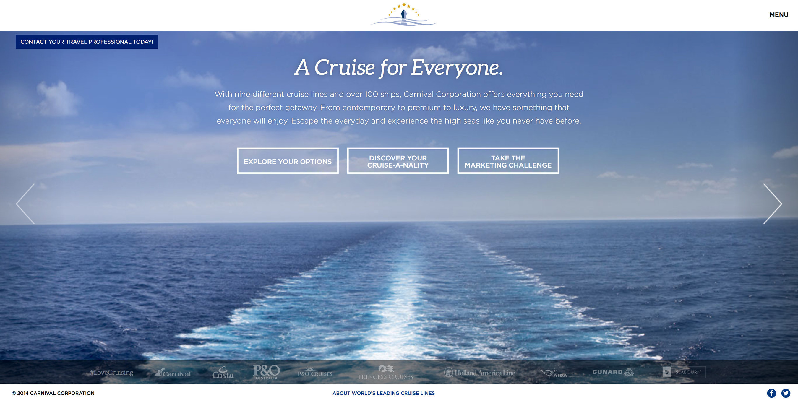 Carnival Corporation's newly redesigned World's Leading Cruise Lines website - WorldsLeadingCruiseLines.com - serves as the marketing campaign hub featuring new tools, functionality and content from each of the company's nine brands.