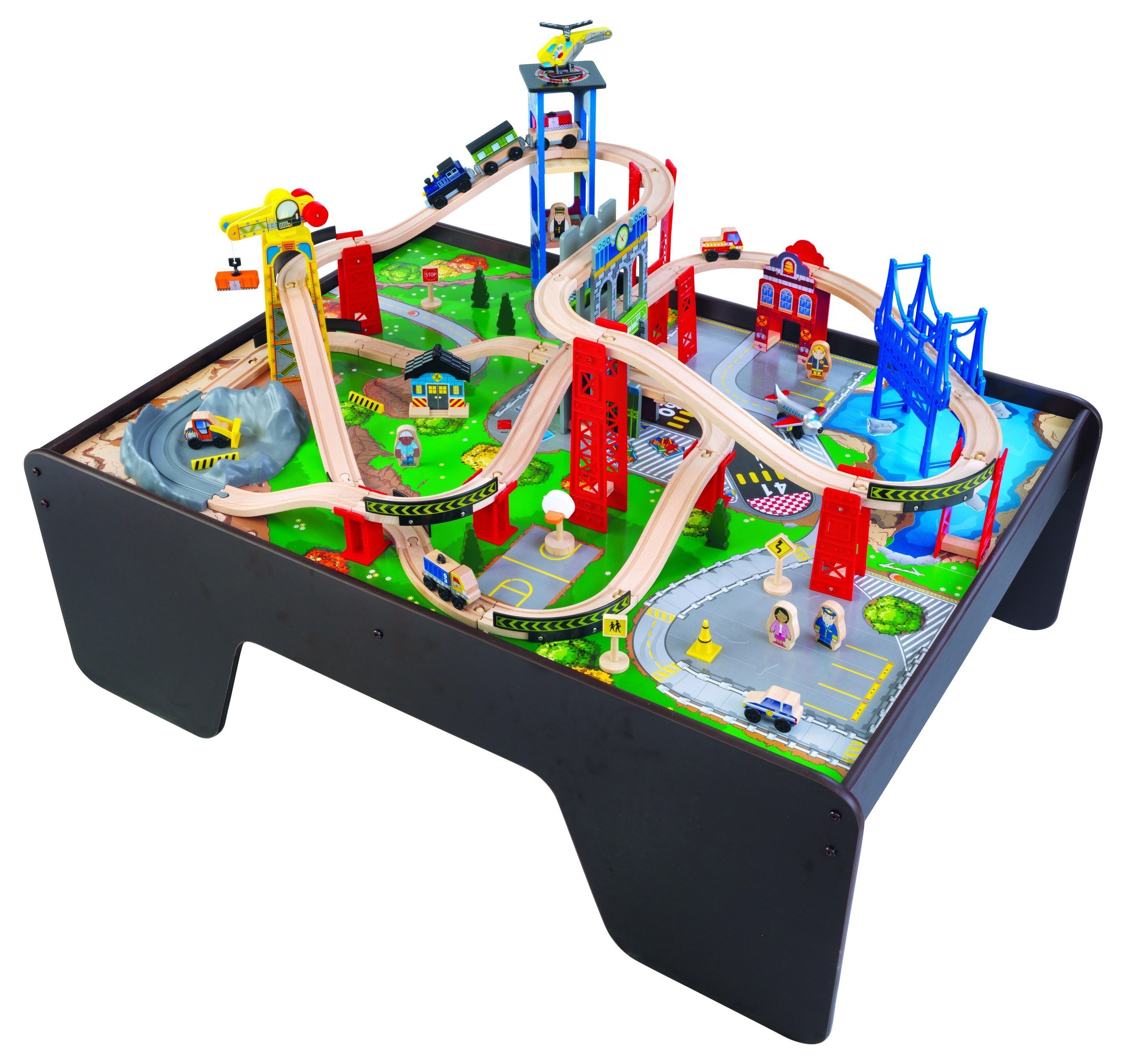 Super Expressway Train Set and Table: Customizable wooden set full of fun, interactive accessories. Ages 3 Years ; Available in BJ's Wholesale Clubs and on BJs.com