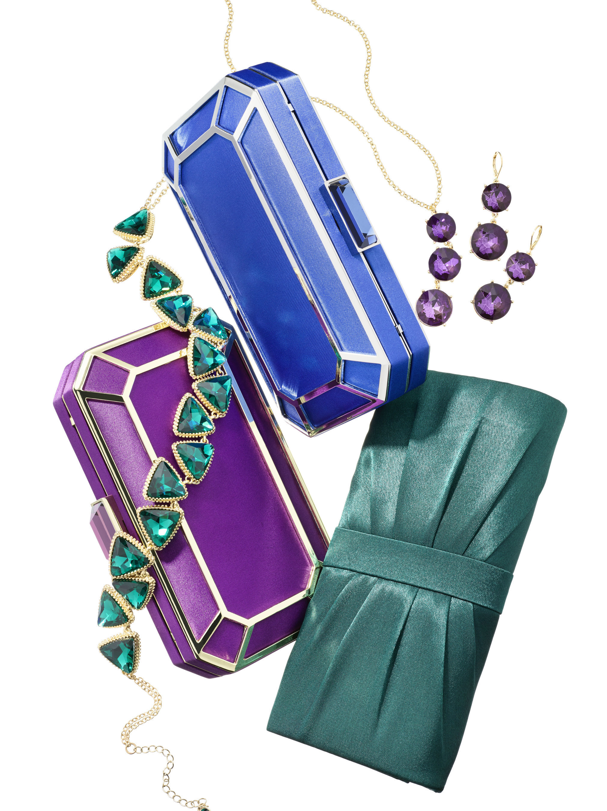 Evening Clutches and Statement Jewels from the Charming Charlie Crown Jewels Collection $13 to $29