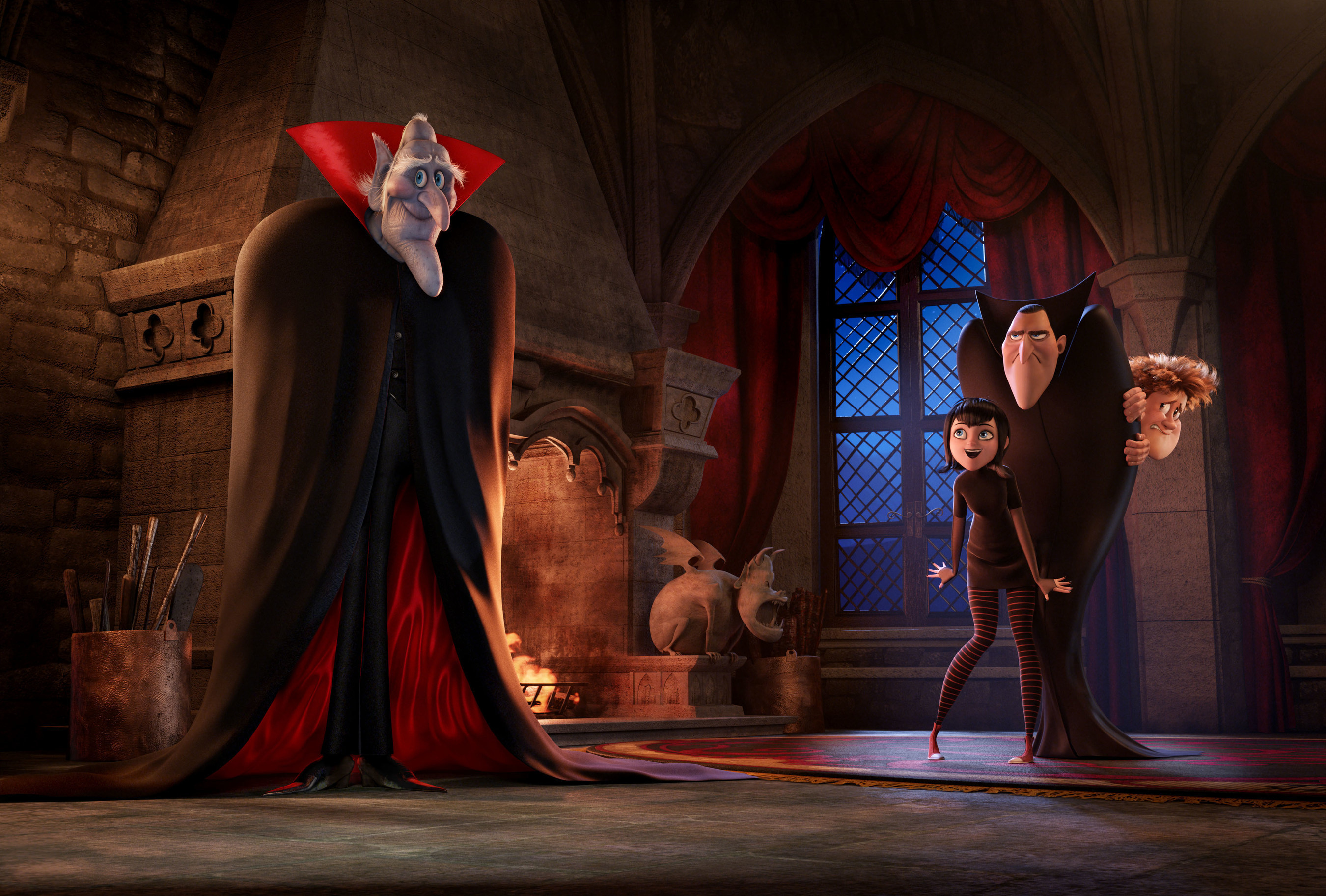 The ancient, undead and incredibly grumpy vampire Vlad (voiced by Mel Brooks) pays an impromptu visit to his son Dracula (Adam Sandler), granddaughter Mavis (Selena Gomez) and her boyfriend Johnny (Andy Samberg) in Sony Pictures Animation's HOTEL TRANSYLVANIA 2, in theaters September 2015.