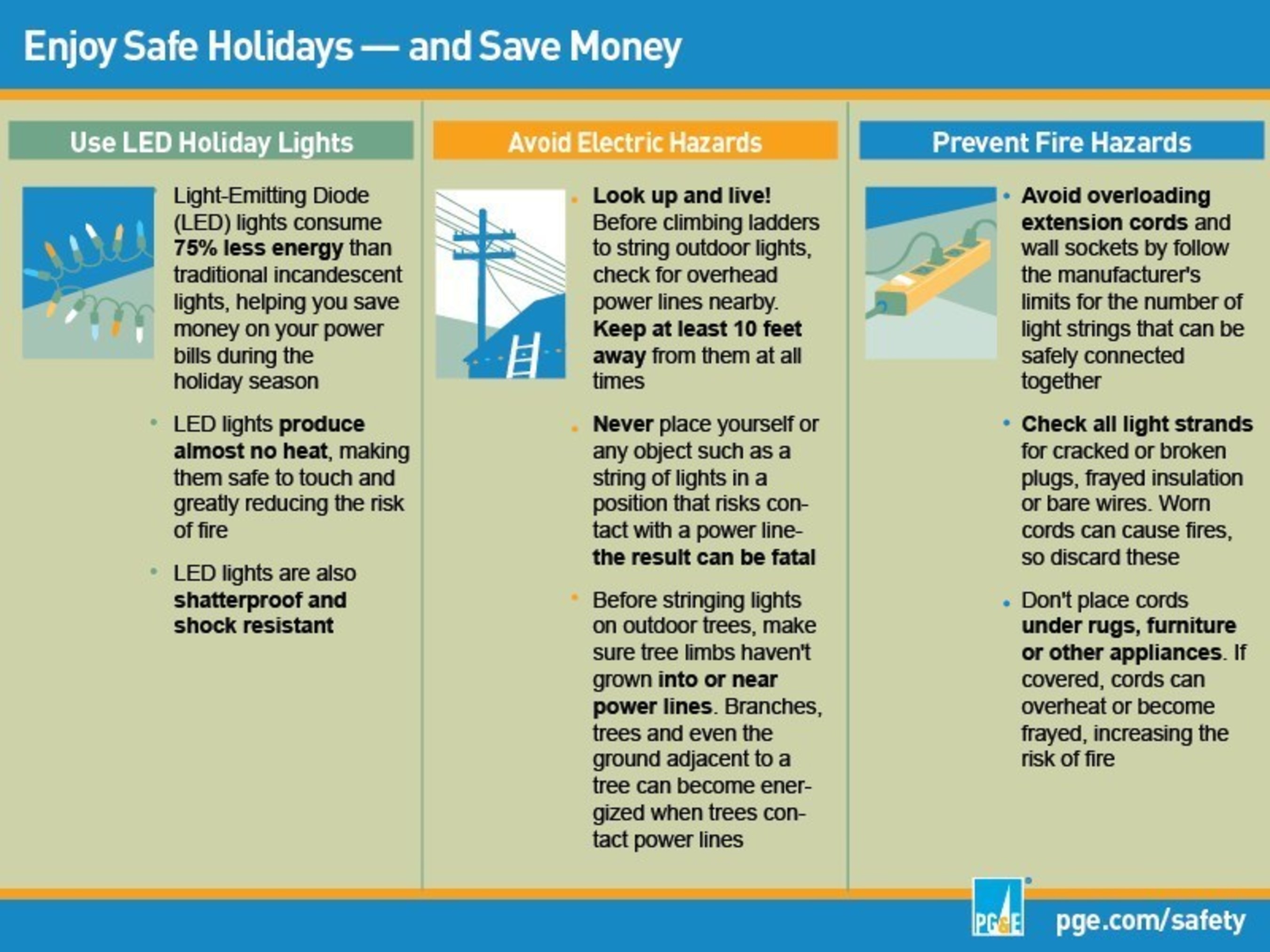 PG&E shares these tips for a safe and joyful holiday season.