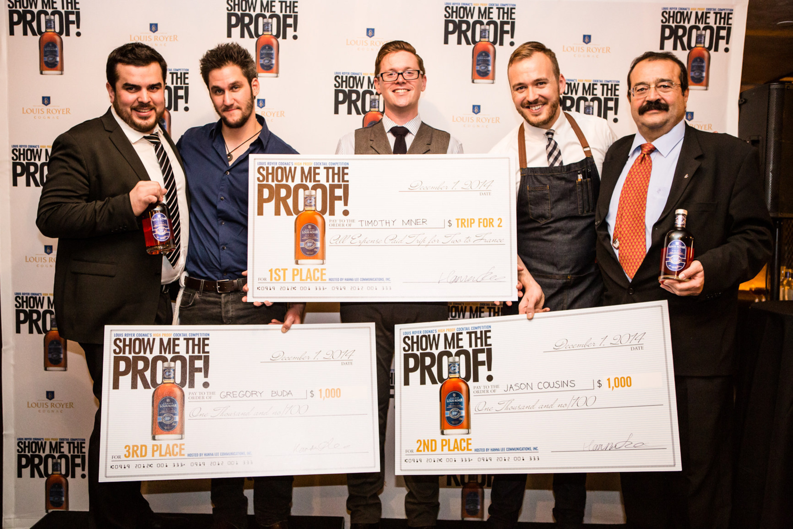 Louis Royer Cognac Announces Winners of Its Third "Show Me the Proof!" High Proof Cognac Cocktail Competition Spotlighting "Force 53" VSOP Cognac: Timothy Miner (The Long Island Bar), Jason Cousins (Da Claudio) and Gregory Buda (The Dead Rabbit)