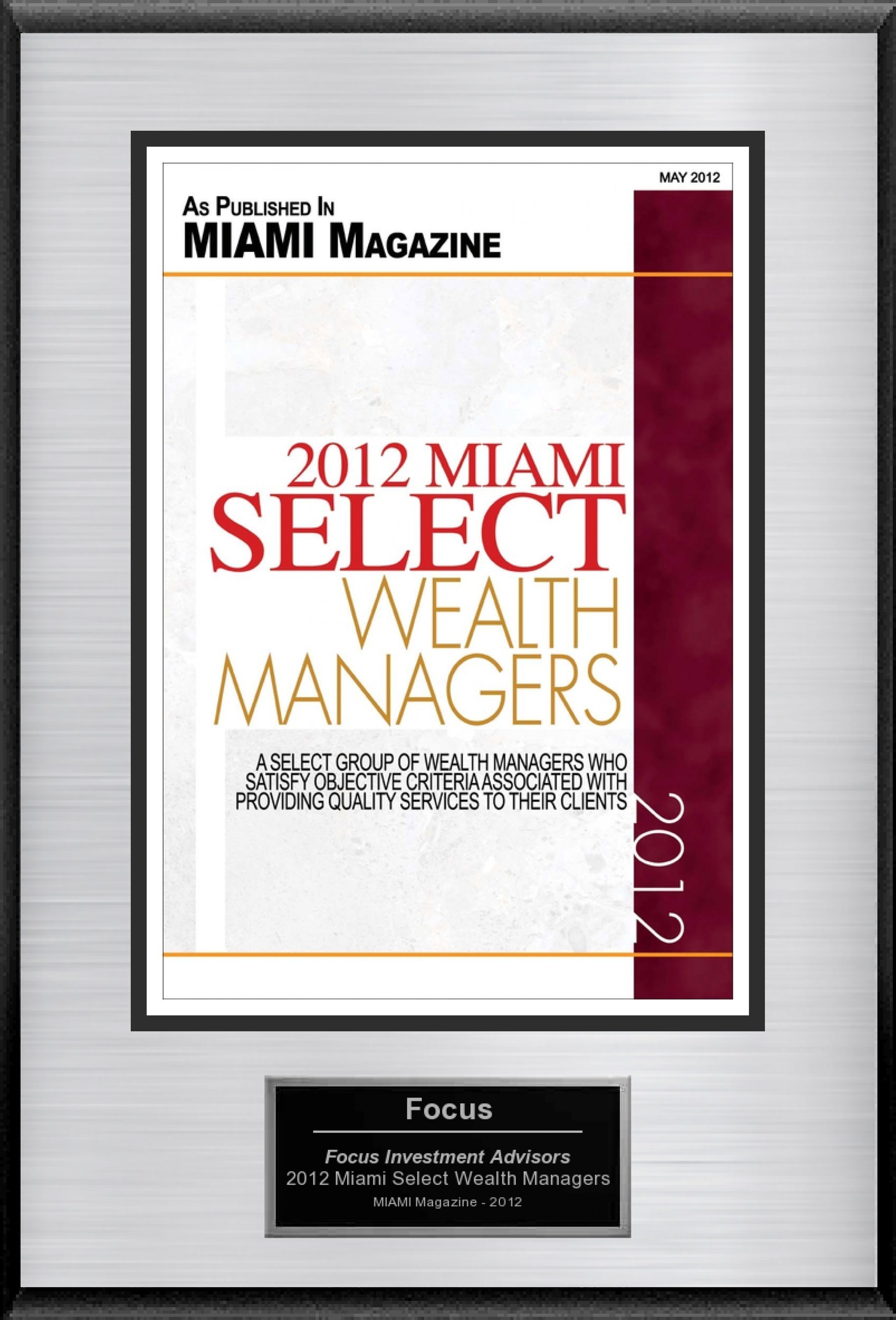 Marcelo Alves Selected For "2012 Miami Select Wealth Managers"
