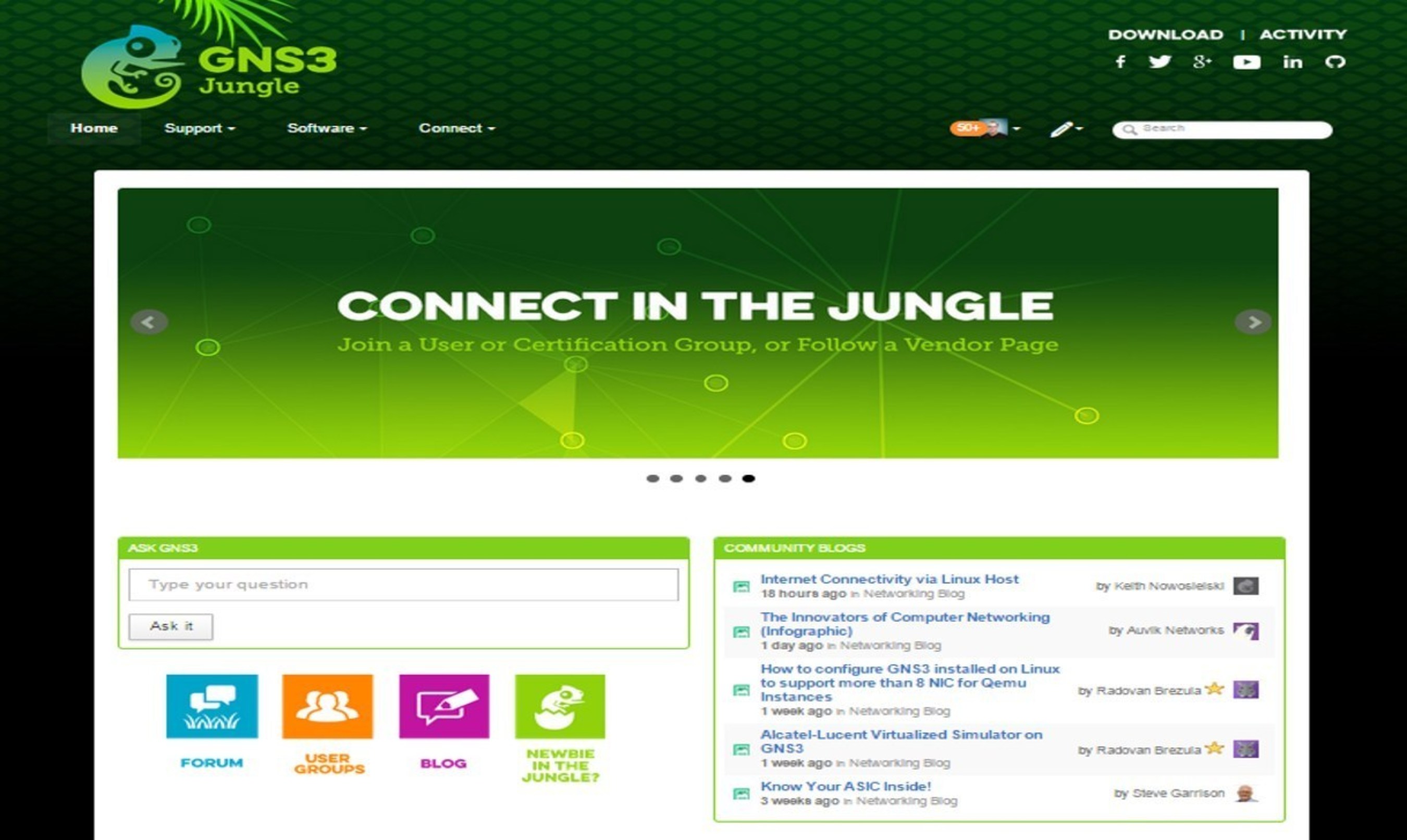 GNS3 Technologies external community, built on JiveX and called "The GNS3 Jungle," drives computer networking innovation by connecting engineers with their peers and vendors.