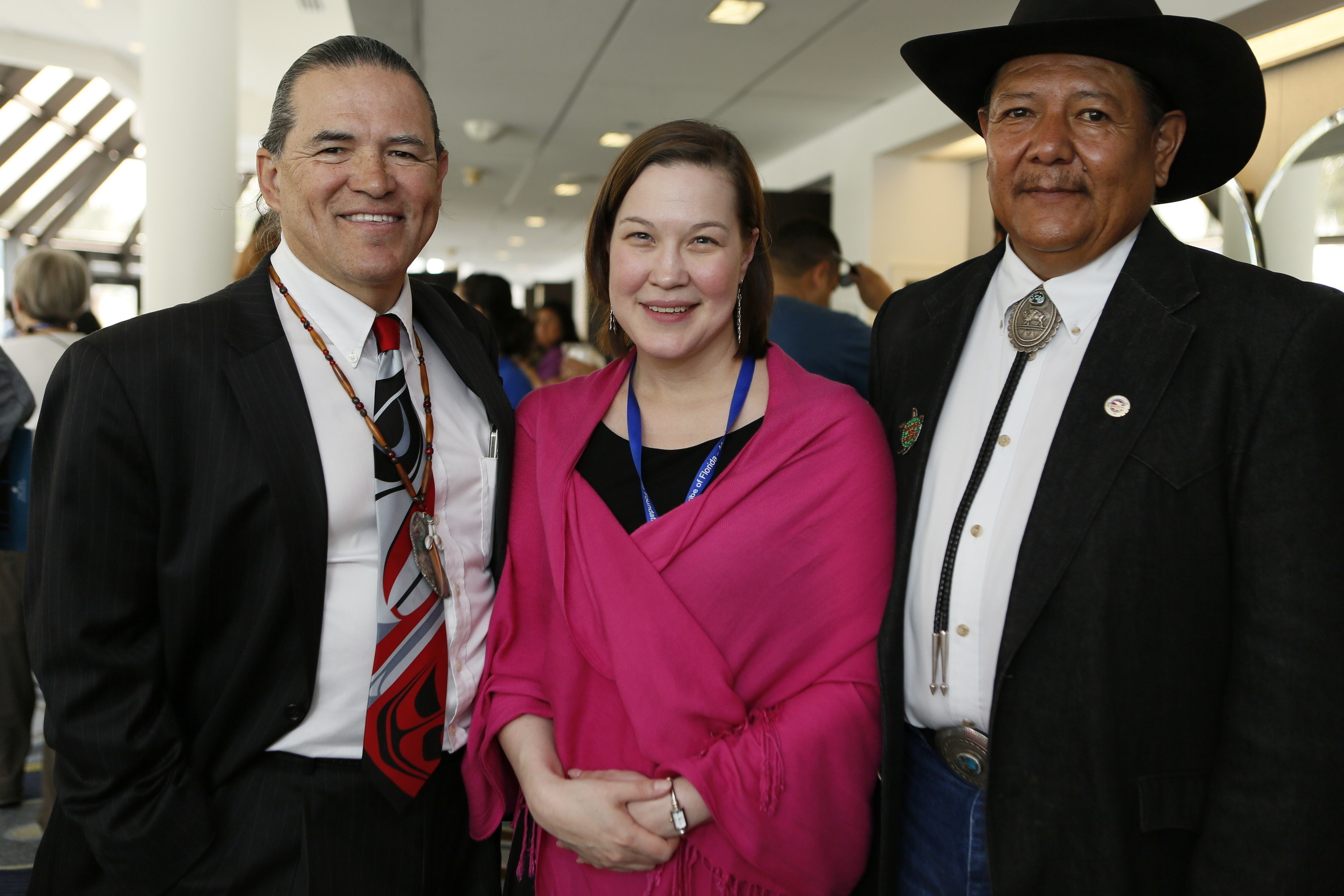 NICWA Executive Director Sarah Kastelic (center) is pictured with NCAI President Brian Cladoosby (left) and NICWA President Gil Vigil (right).