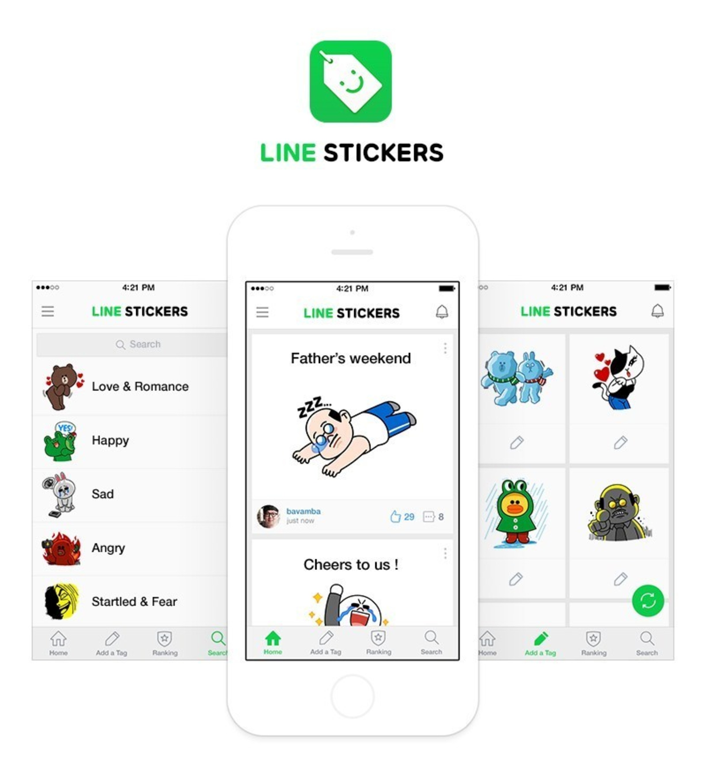Announcing the Official Release of LINE Stickers, the Sticker Posting Community App That Lets Users Share Stickers Tagged with Short Phrases