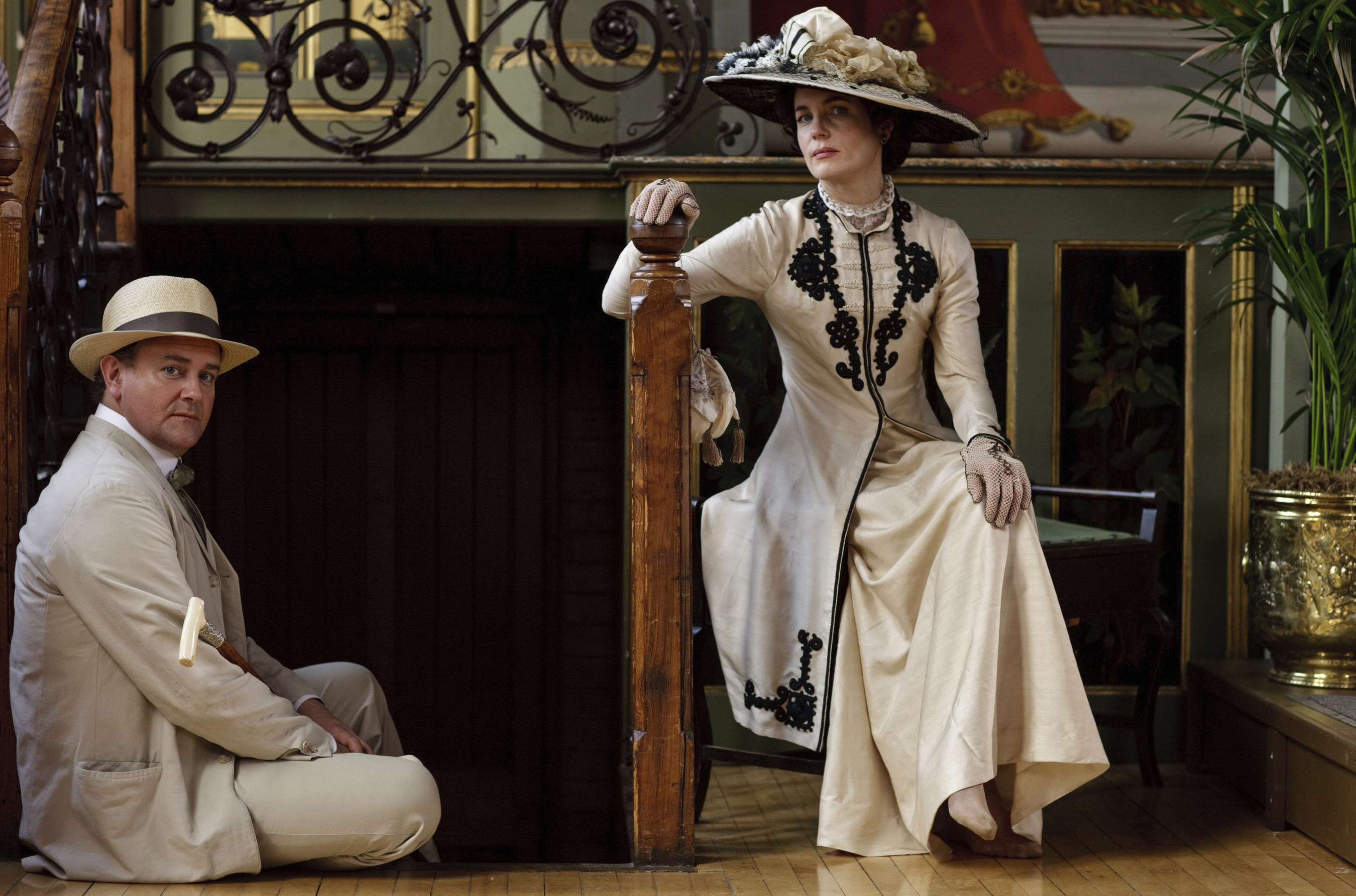 Downton Abbey costumes come to Biltmore in February 2015. Photo is from Downton Abbey (PBS Masterpiece) Season 1, 2010. Shown from left: Hugh Bonneville, Elizabeth McGovern. Credit: Carnival Films