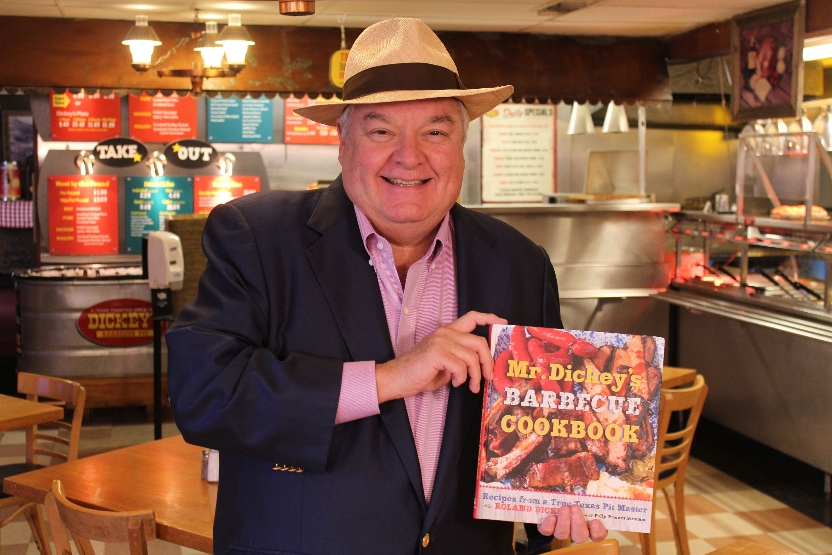 Mr. Dickey joins the grand opening celebration of Dickey's Barbecue in Laguna Niguel on Friday to hand out 100 copies of his cookbook and meet with guests.
