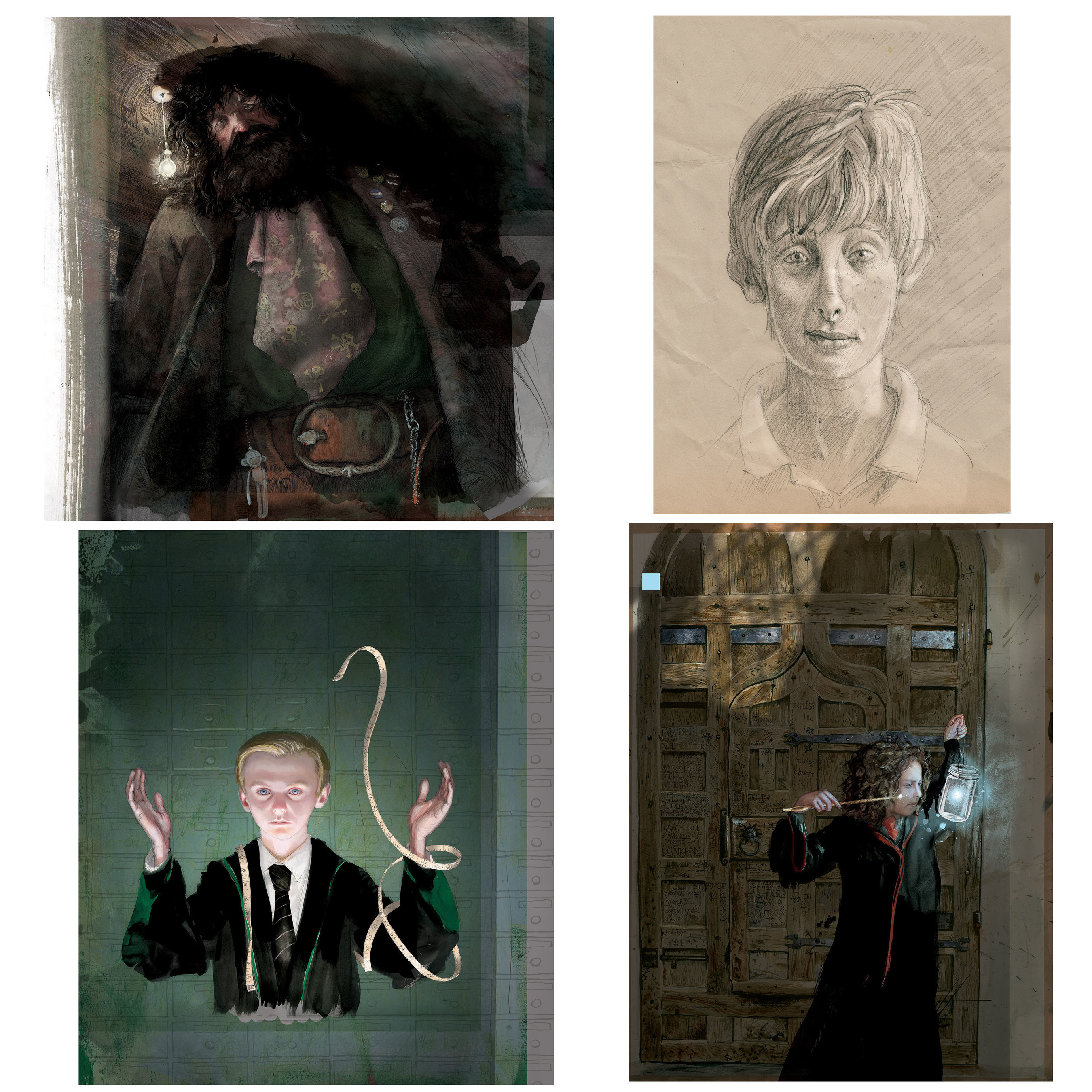 Hagrid, Ron, Draco and Hermione - four exclusive images from the upcoming fully illustrated edition of Harry Potter and the Sorcerer's Stone.  (credit: Illustrations by Jim Kay (C) 2014 by Bloomsbury Publishing Plc.)