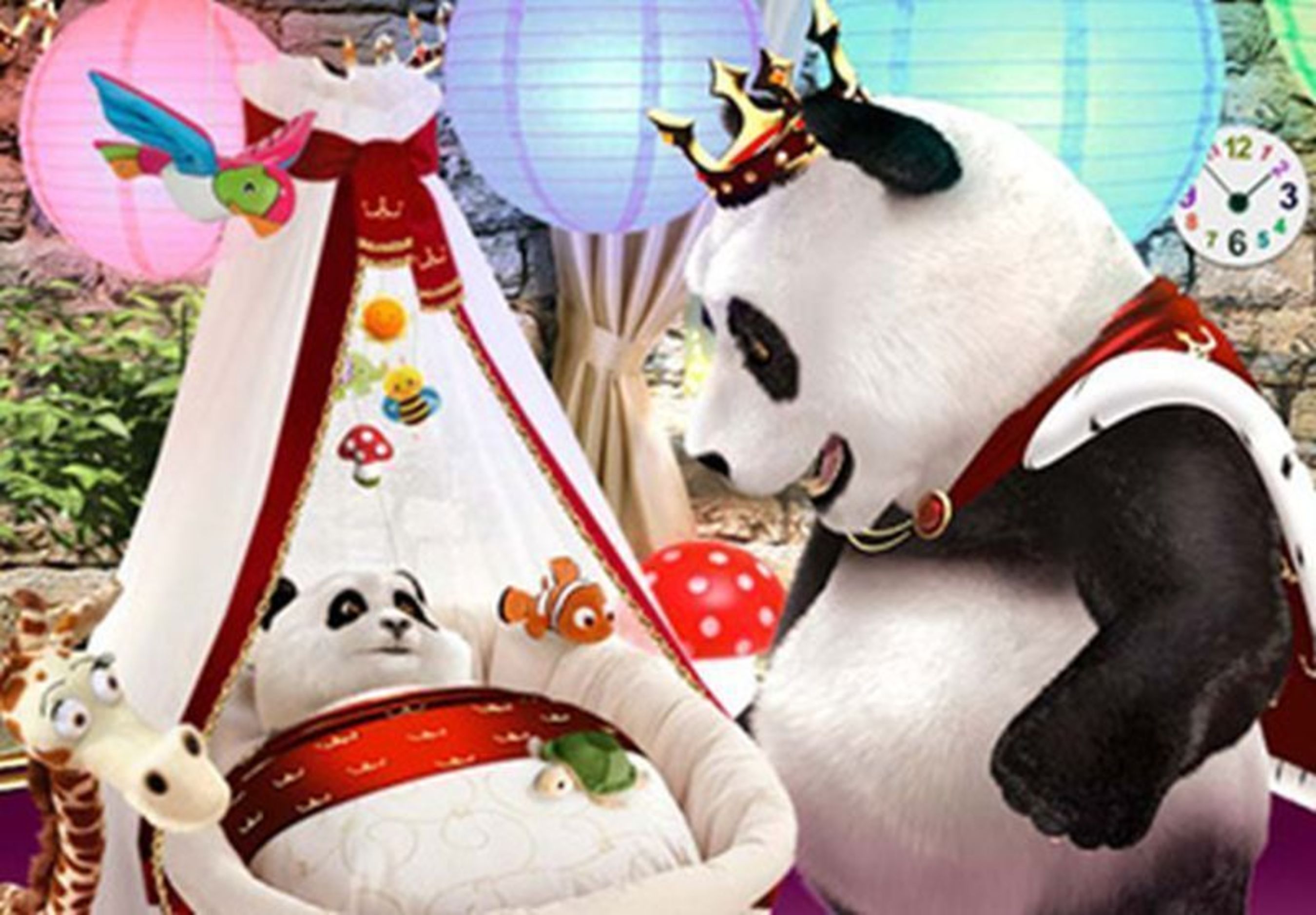 The design shows the panda mascot looking at a little panda baby lying in the crib. (PRNewsFoto/Royalpanda)