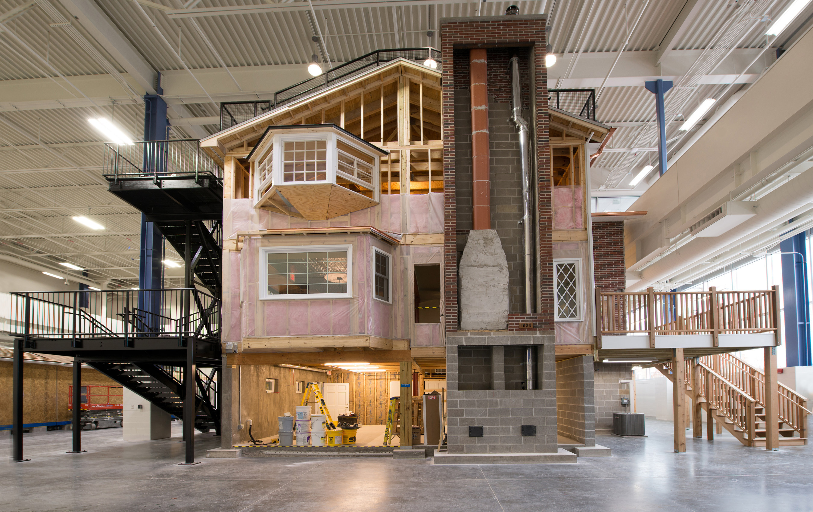 More than 400 different building materials were used in the construction of the three-story house within the Technical Learning Center at Erie Insurance. The facility will provide employees with opportunities to learn about the types of damage that can occur to homes.