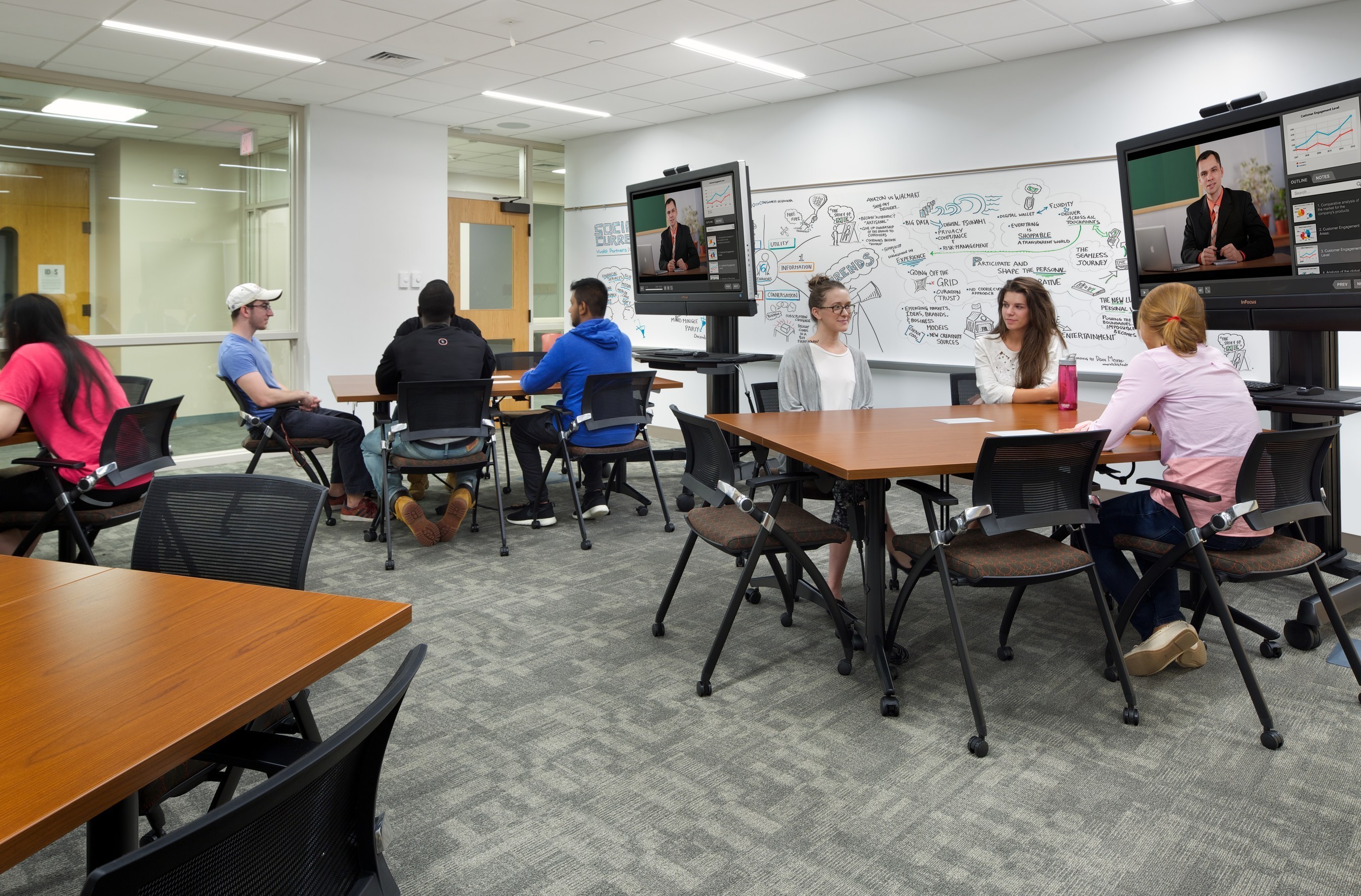 Flexible furniture layouts and movable technology make classrooms adaptable to varied teaching styles and curricula. (Photo Credit: Ed Wonsek)