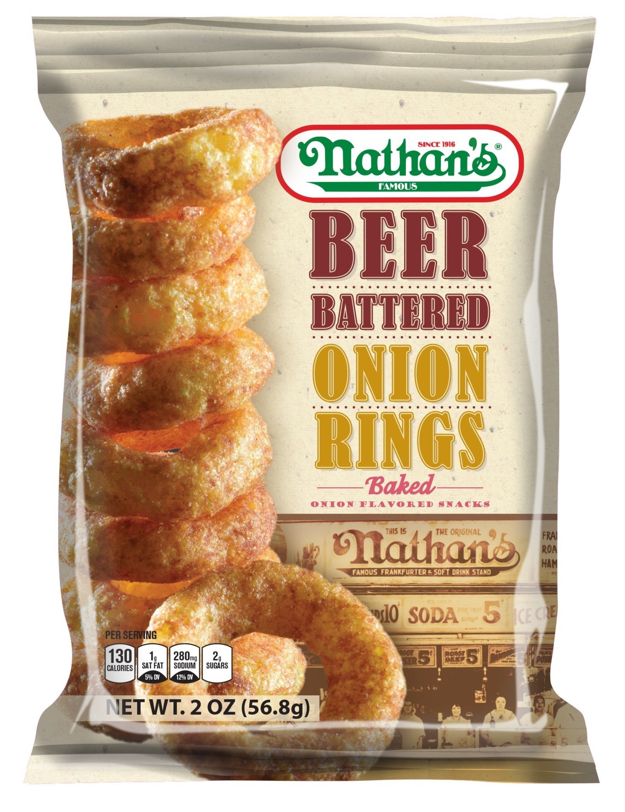 Nathan's Famous(R) snack-line introduces on trend onion-flavored snack with beer battered onion rings