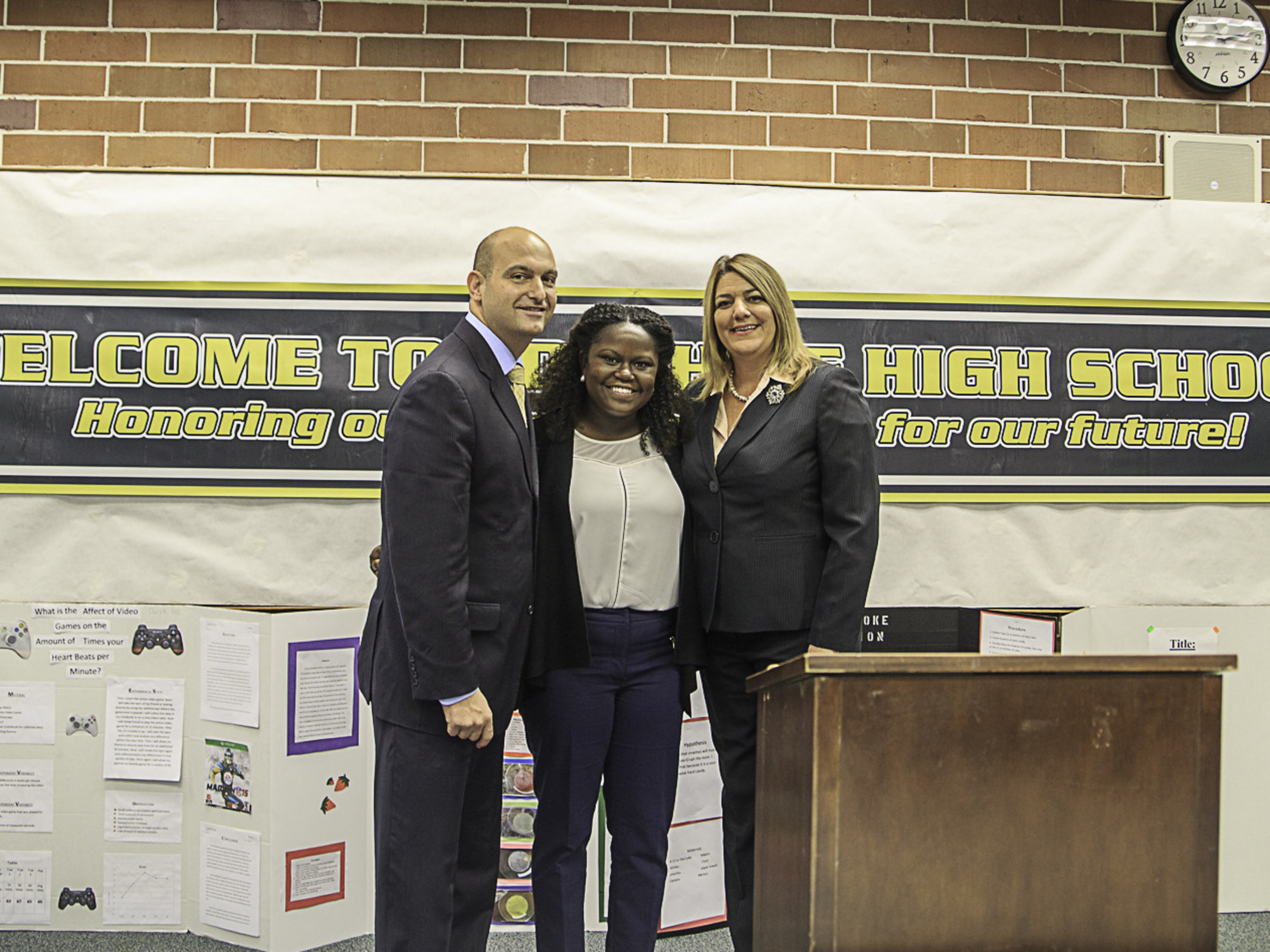 Celebrating USDOE Investing in Innovation $3 Million Grant announced today at Edward White High School with (from left to right) Superintendent of Duval Public Schools Nikolai Vitti, TSIC Alumna Melkevia Morris  and TSIC President and CEO Madeline Pumariega