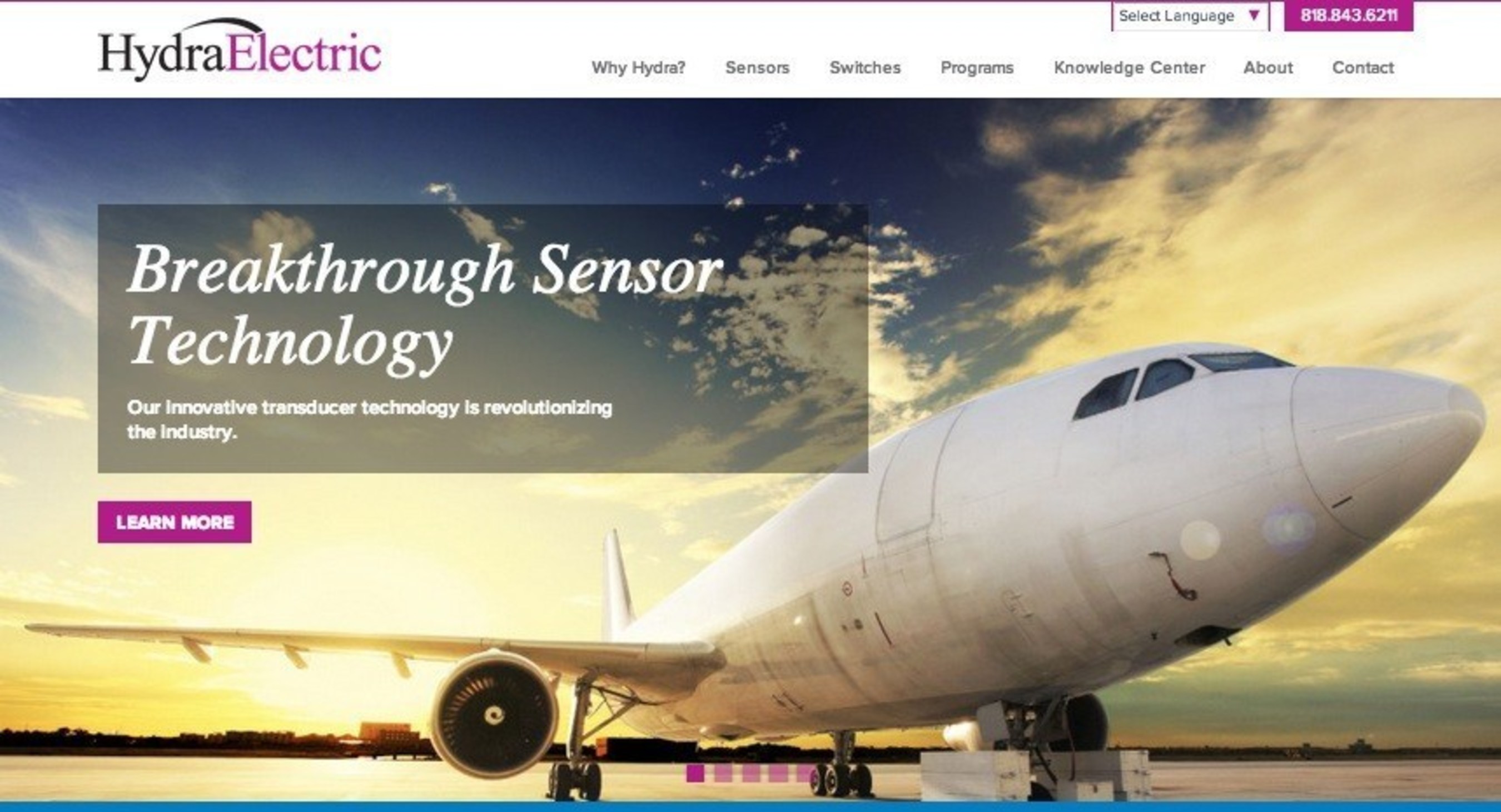 Aerospace innovator Hydra-Electric launches a website redesign showcasing its breakthrough technology in sensors and switches. The site features a responsive design, streamlined navigation, and a new Knowledge Center offering aerospace professionals white papers, articles, case studies and industry news.