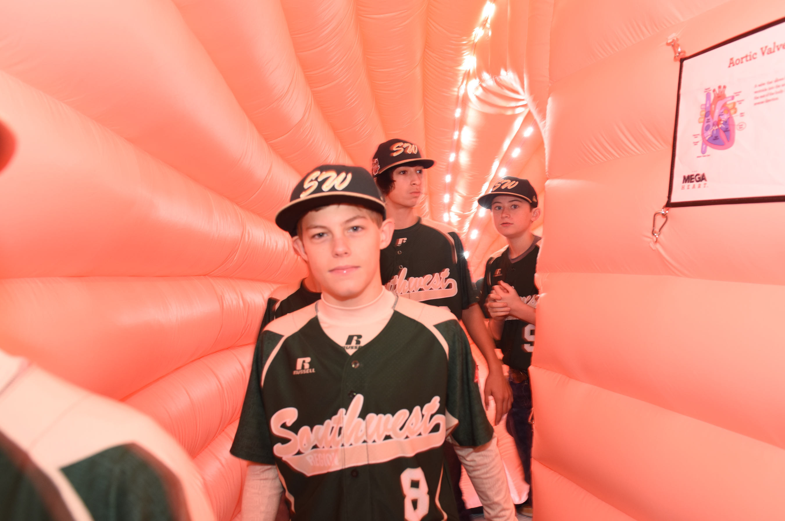 The Pearland East Little League toured the Mega Heart, the world's only portable, walk through heart exhibit at Pearland Medical Center's Community Event.