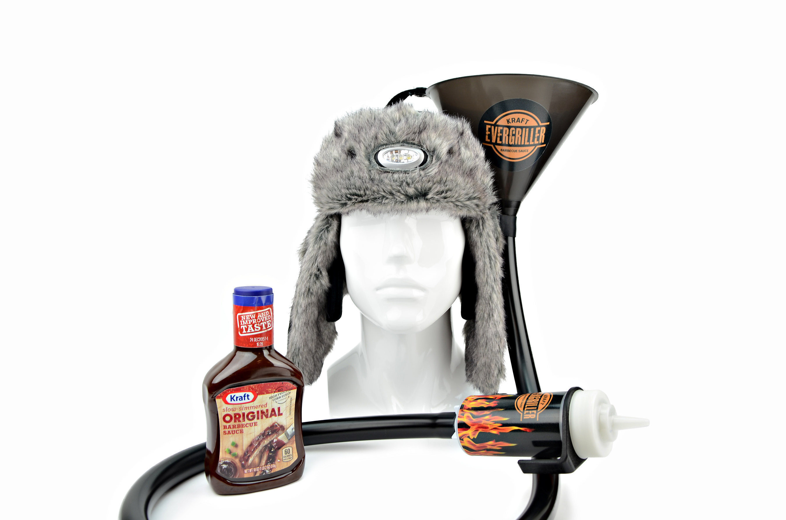 Kraft Barbecue Sauce's Evergriller Hot Head Hat is an all-purpose, weather-proof hat designed to keep grillers warm while acting as a holder for the most important grill necessities.