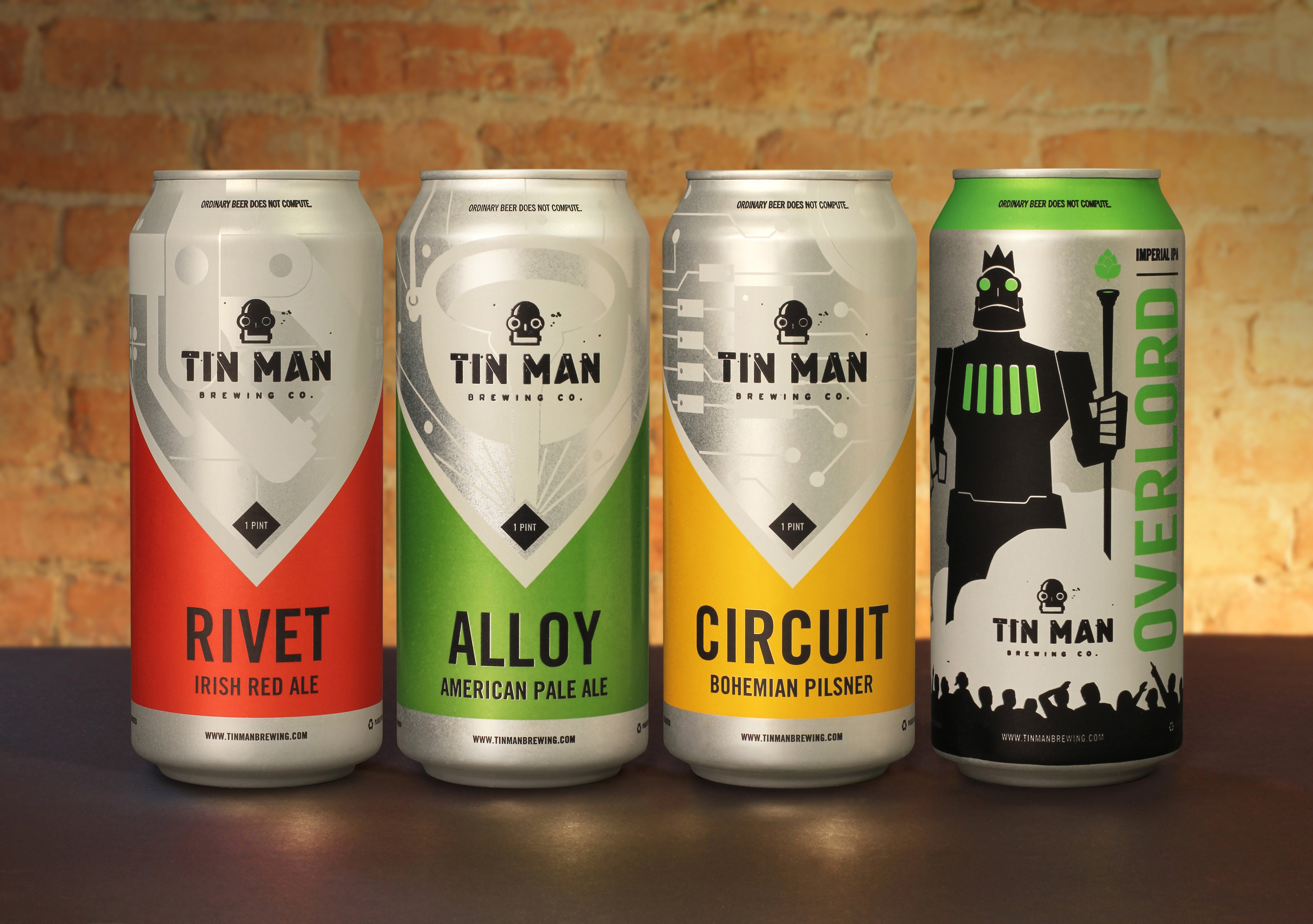 Tin Man Brewing Co. is offering four of its core beers in Rexam 16 oz. cans.