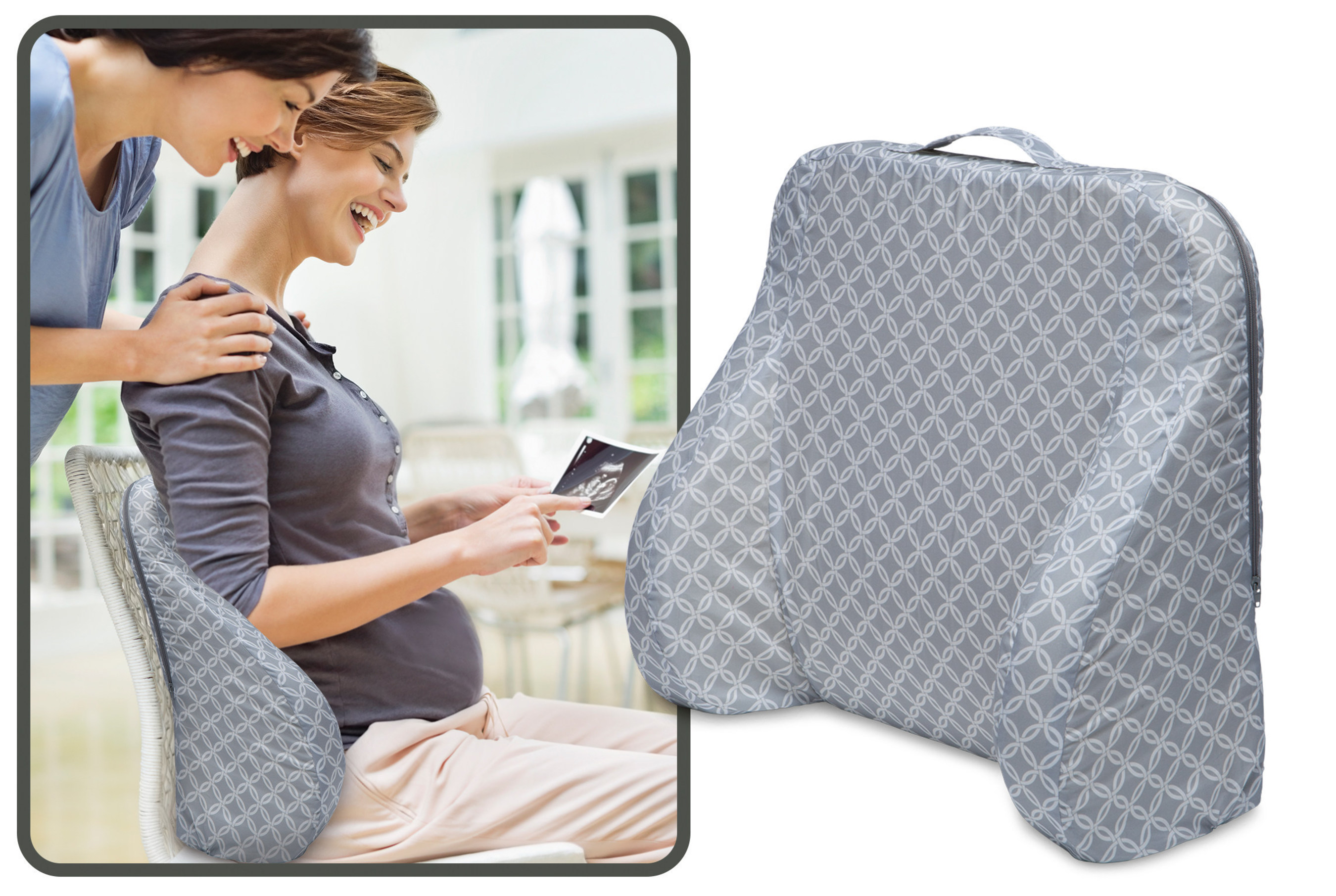 Boppy(R) Pregnancy Back Rest - The firm back rest provides contoured lumbar support and is designed to reduce the stress and strain associated with sitting all day.