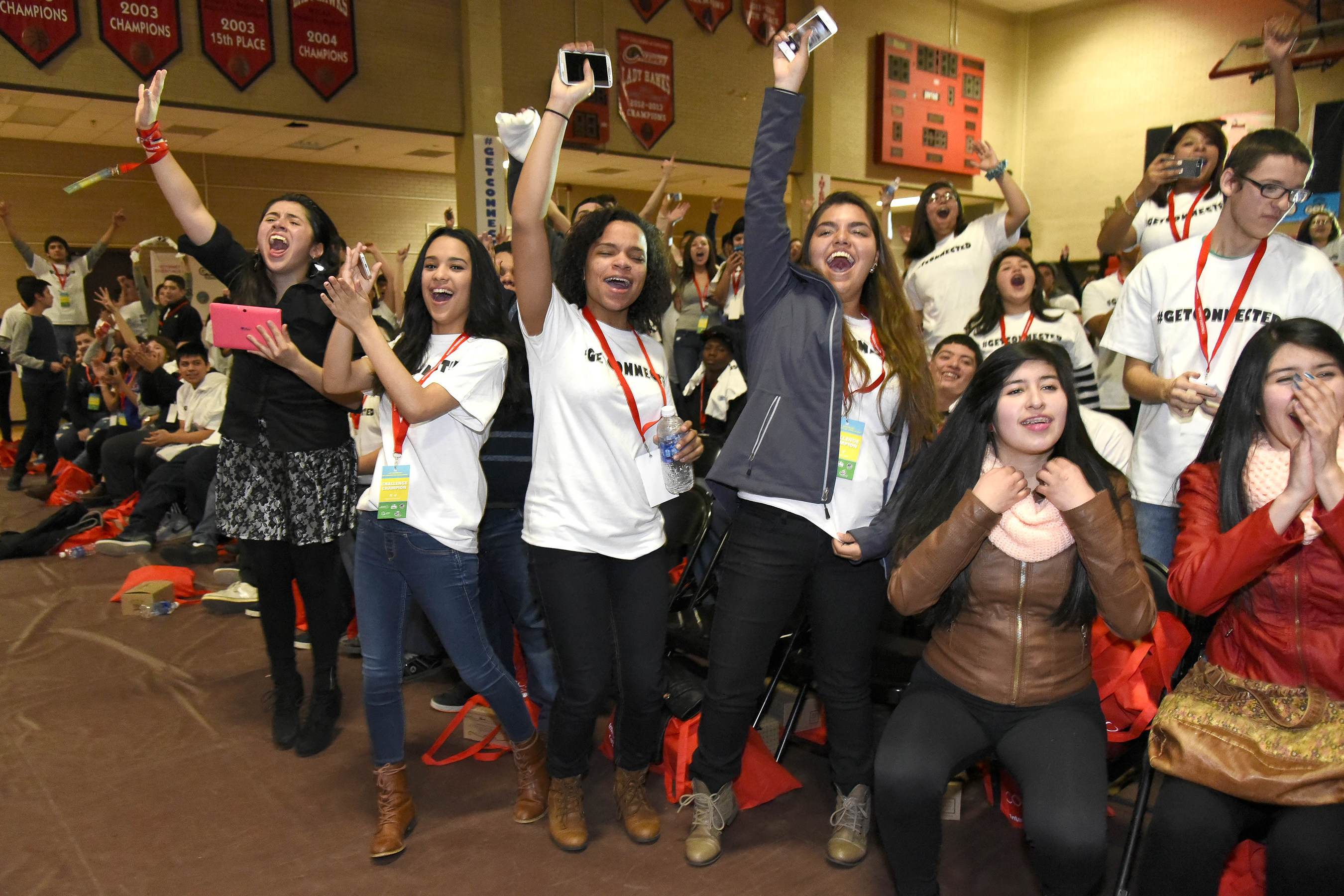 Chicago Public High Students are excited during the Get Schooled, #GetConnected Celebration.