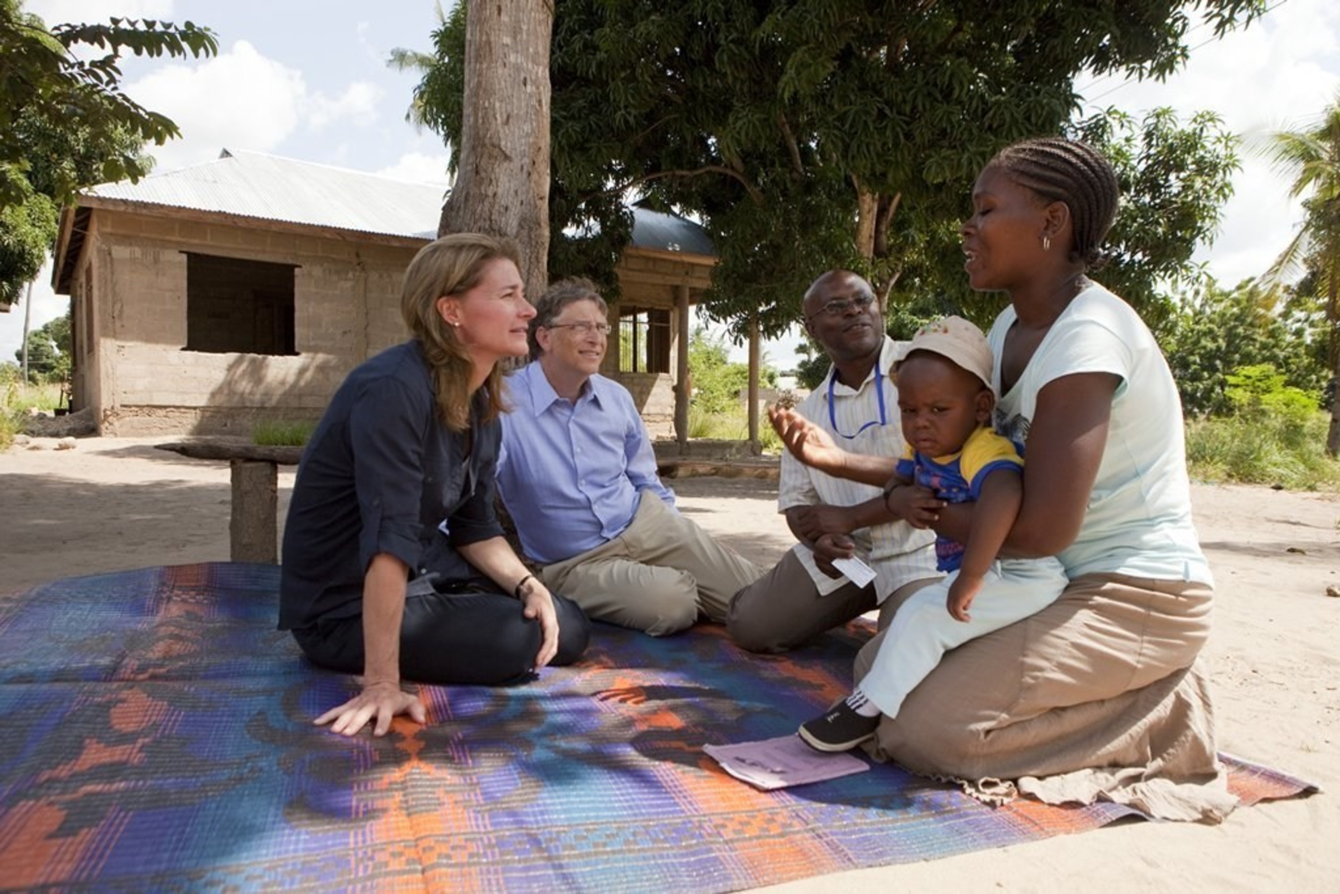 Bill and Melinda Gates meet a mother and child in Mapinga, Tanzania.