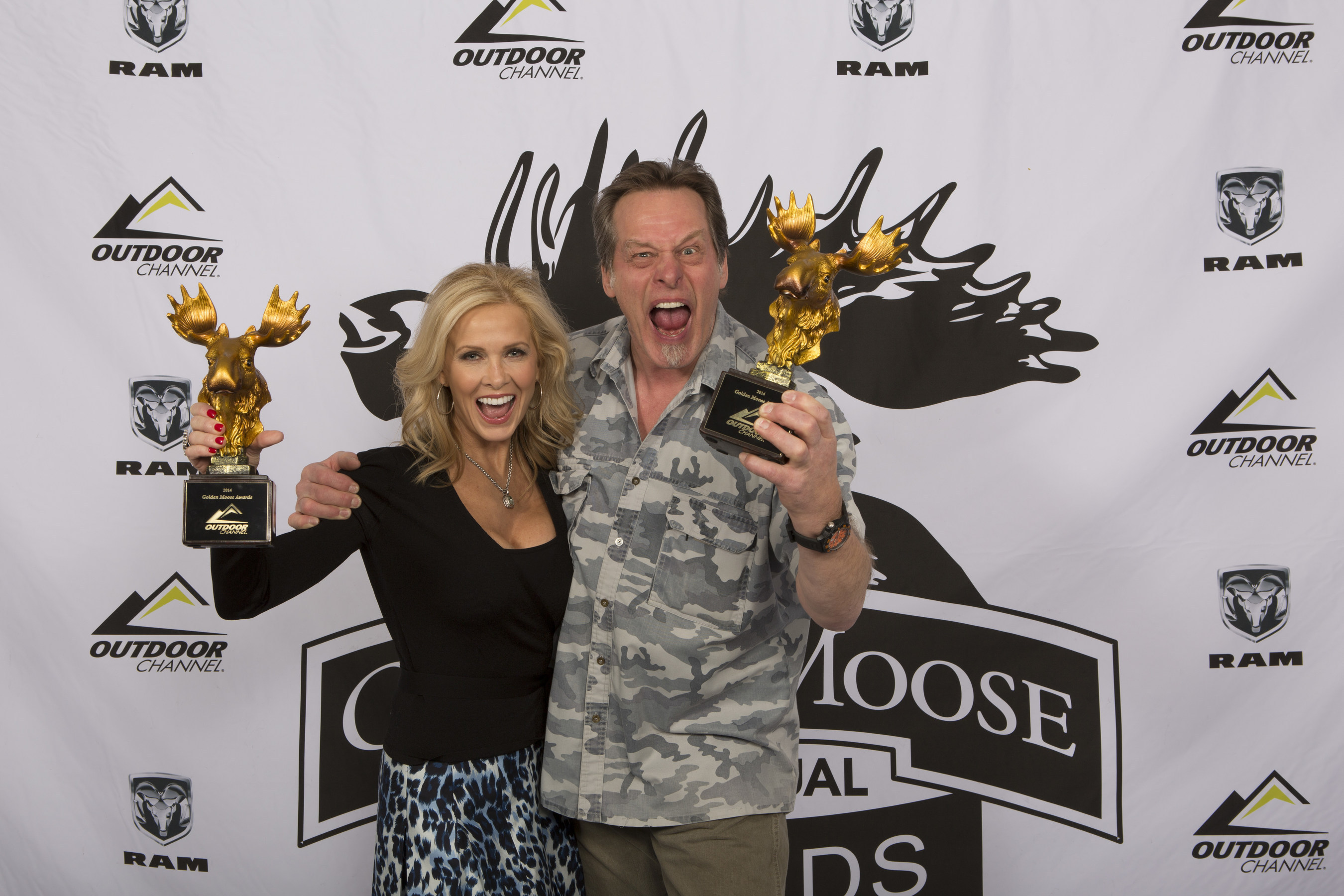 Ted and Shemane Nugent from "Ted Nugent Spirit of the Wild" on Outdoor Channel, winners of the Fan Favorite Best Host at the Golden Moose Awards.