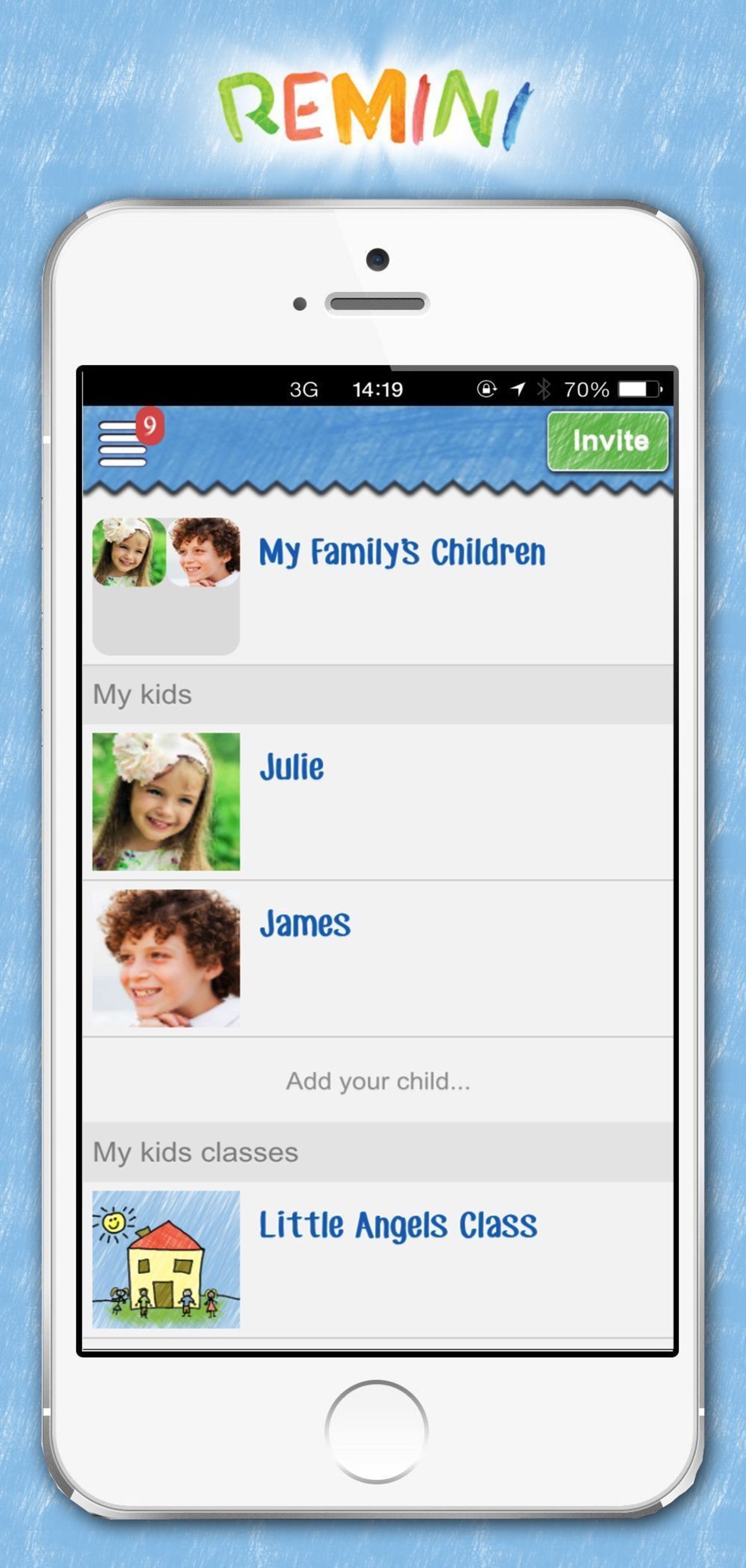 In Remini, users build their child's life story and connect with early childhood educators adding materials and updates from the school day to the child's timeline. The platform is easy to use, secure, and creates dialogue between parents and teachers. (PRNewsFoto/Remini)
