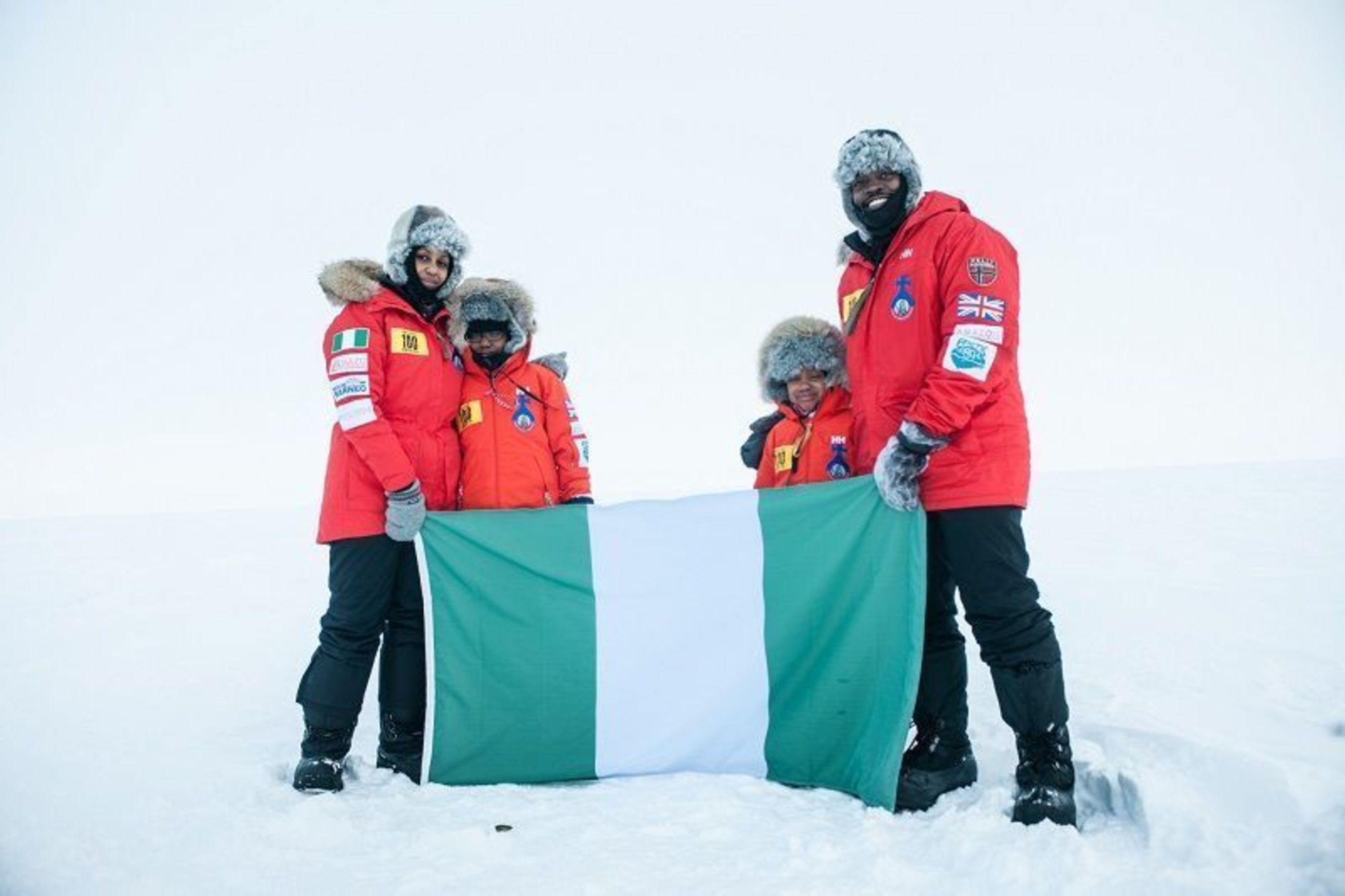 Amazu Family: The first Nigerians to reach the geographic North Pole. (PRNewsFoto/Challenge 100)